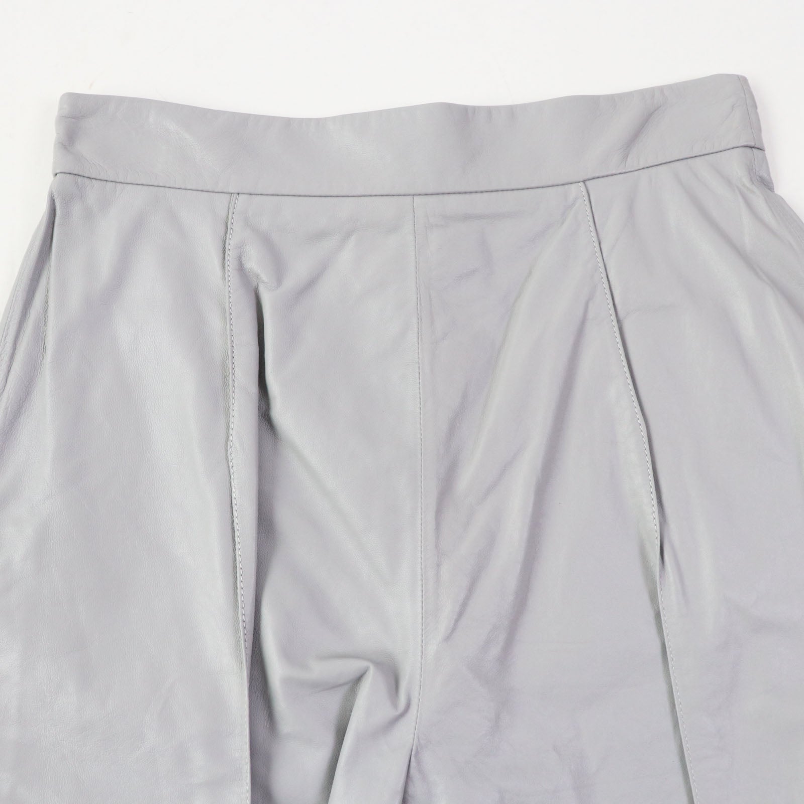 Chanel Lamb Leather Silk Shorts Gray 34