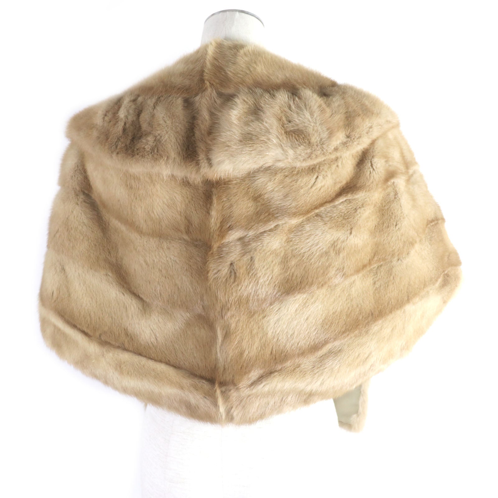 Mink Fur Shawl with Tassel Light Brown Gray