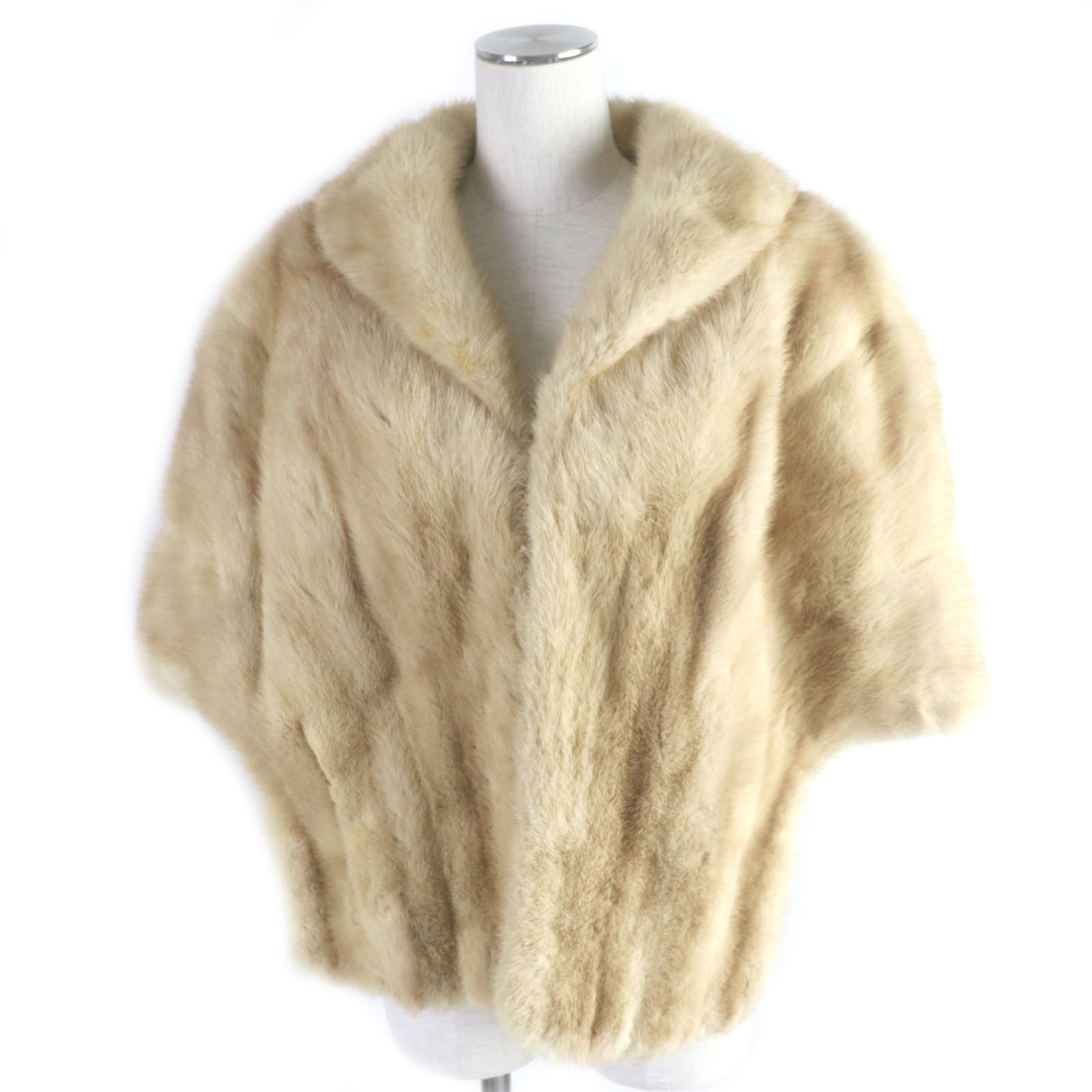 Mink Fur Shawl with Tassel Light Brown Gray