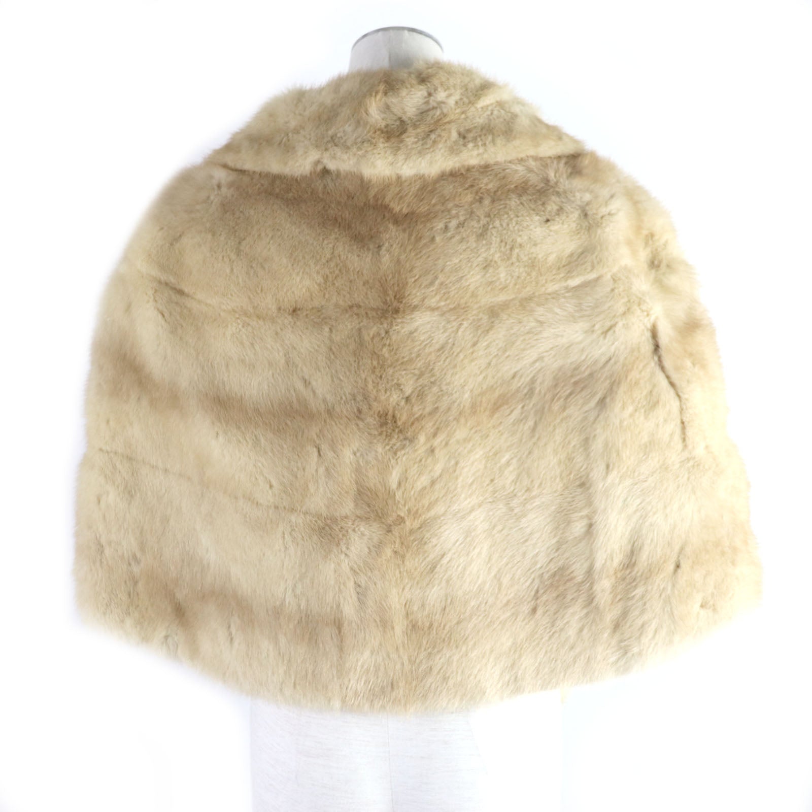 Mink Fur Shawl with Tassel Light Brown Gray