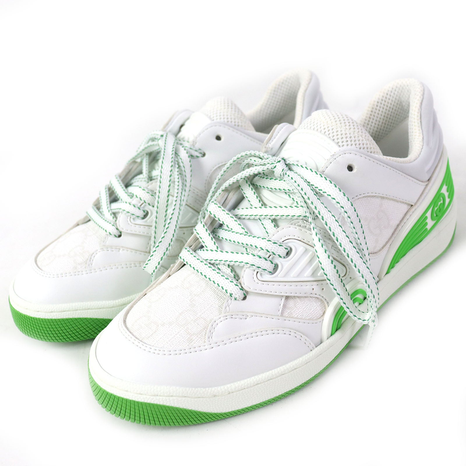 Gucci Basket GG Sneakers White Green Women