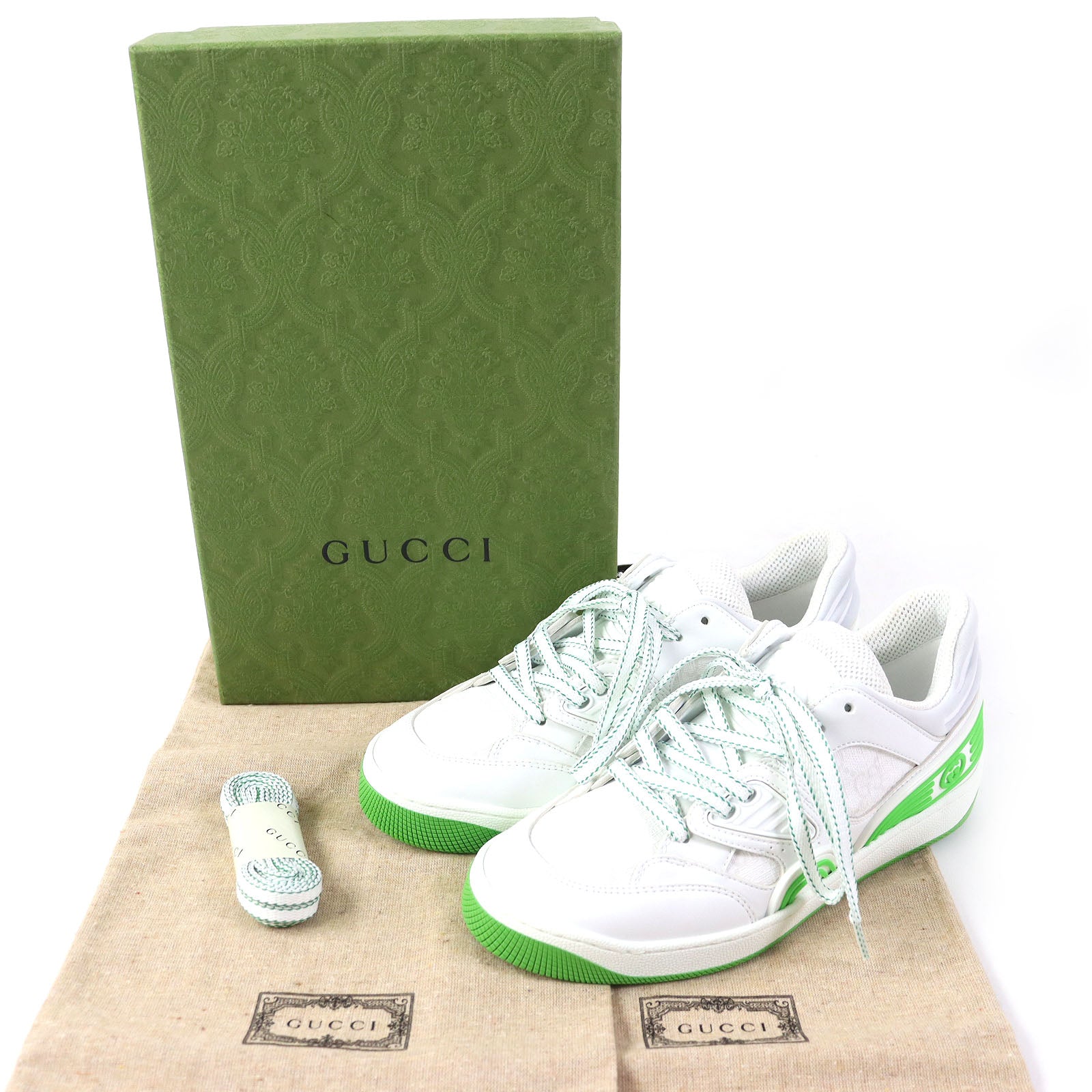 Gucci Basket GG Sneakers White Green Women