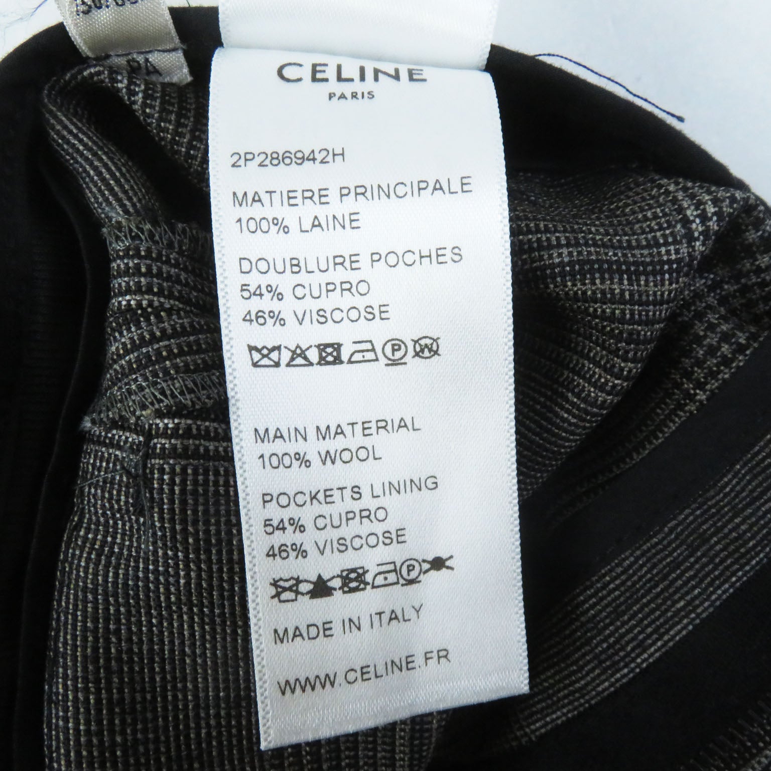 Celine Wool Culottes Prince of Wales Pants