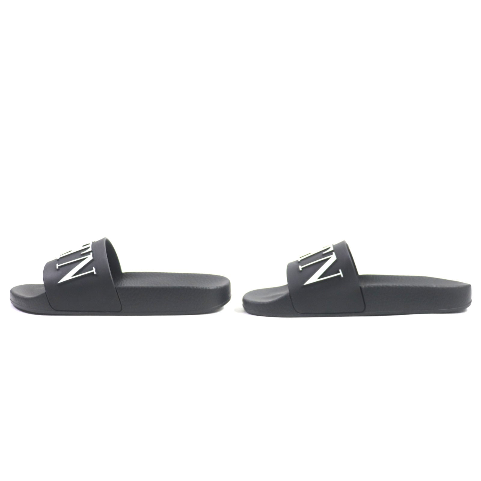 Valentino VLTN Logo Slide Sandals Black White