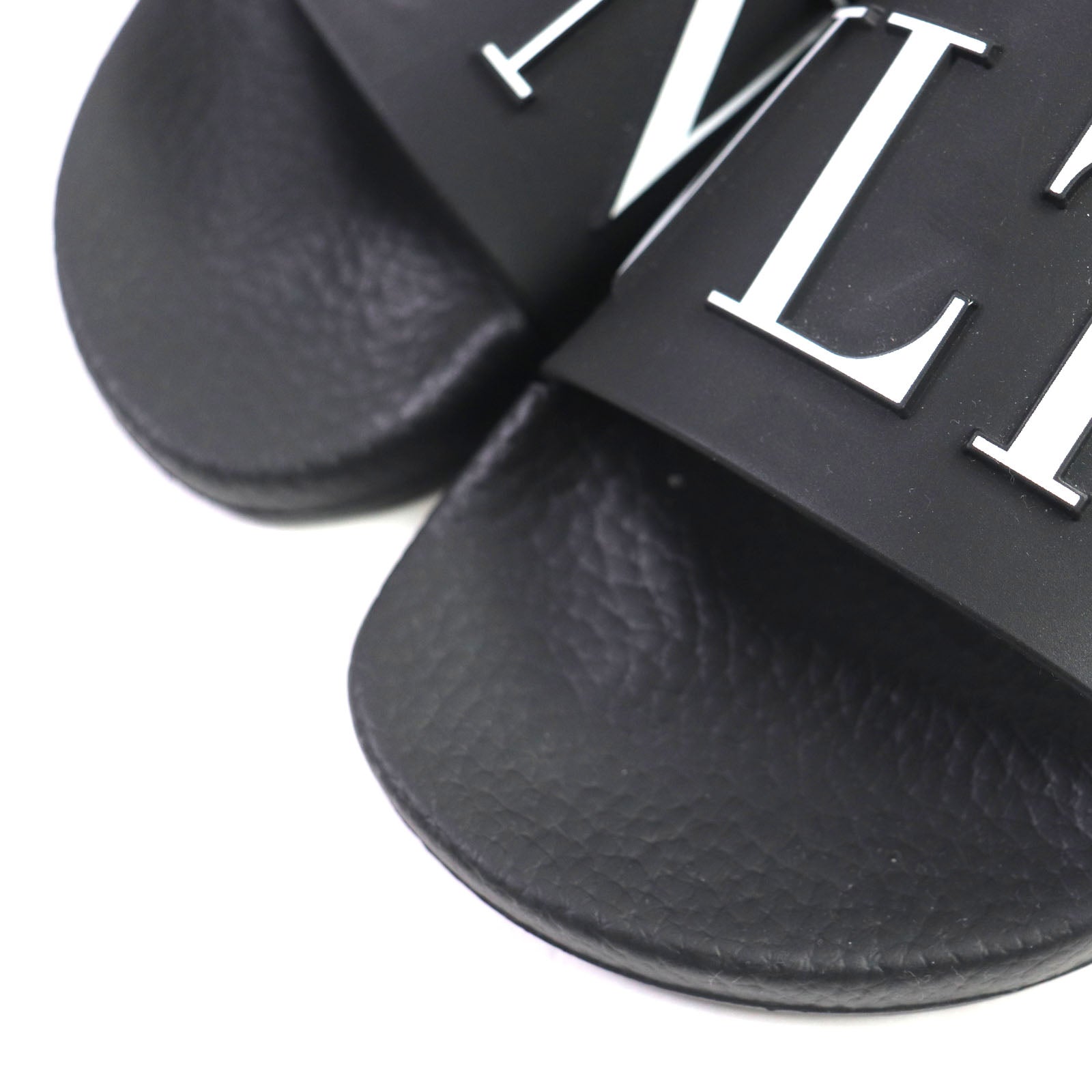 Valentino VLTN Logo Slide Sandals Black White