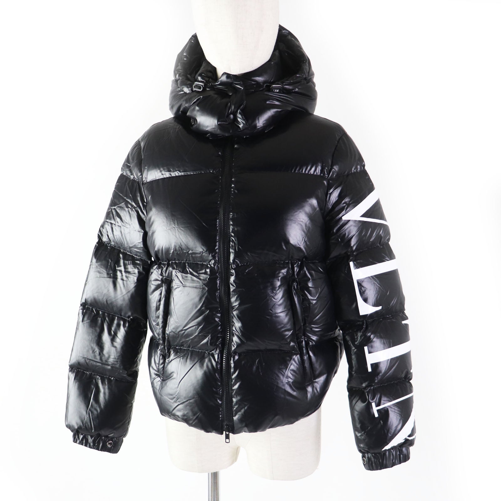 Valentino VLTN Logo Hooded Down Jacket Black 36