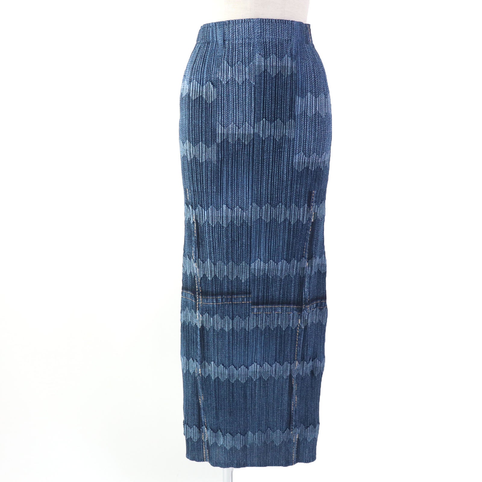 PLEATS PLEASE Denim Zigzag Tight Skirt