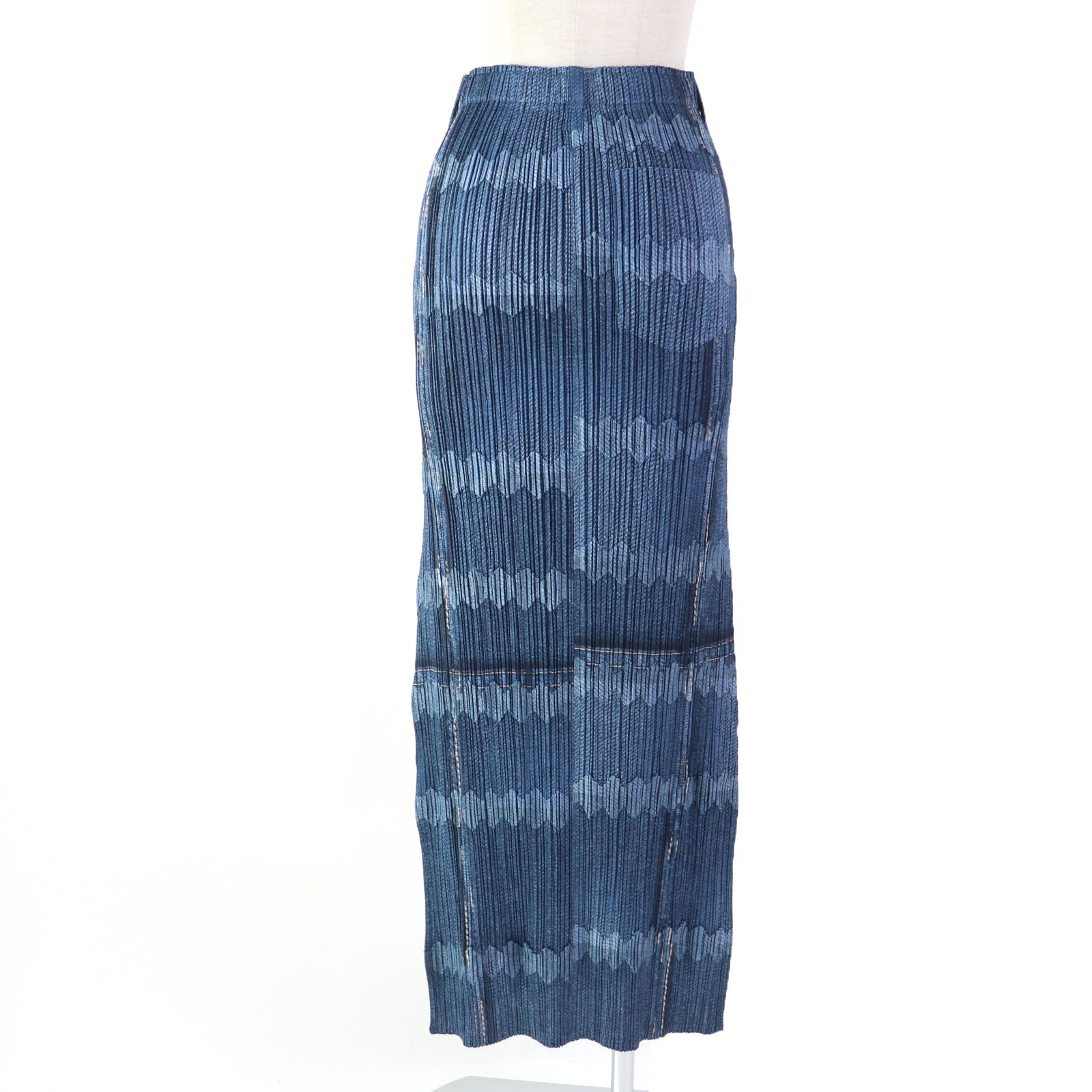 PLEATS PLEASE Denim Zigzag Tight Skirt