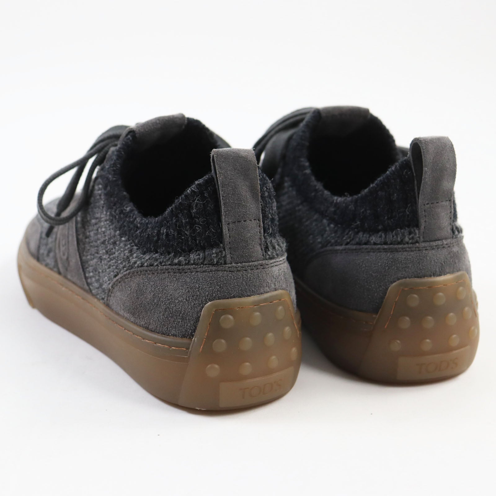 Tod's Suede Leather Knit Logo Sneakers Gray