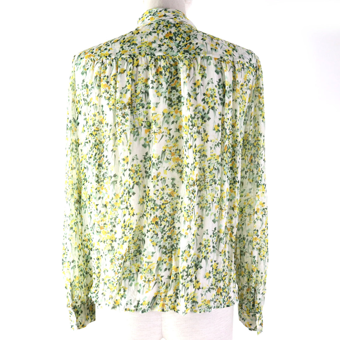 Celine Silk Floral Print Knot Collar Blouse