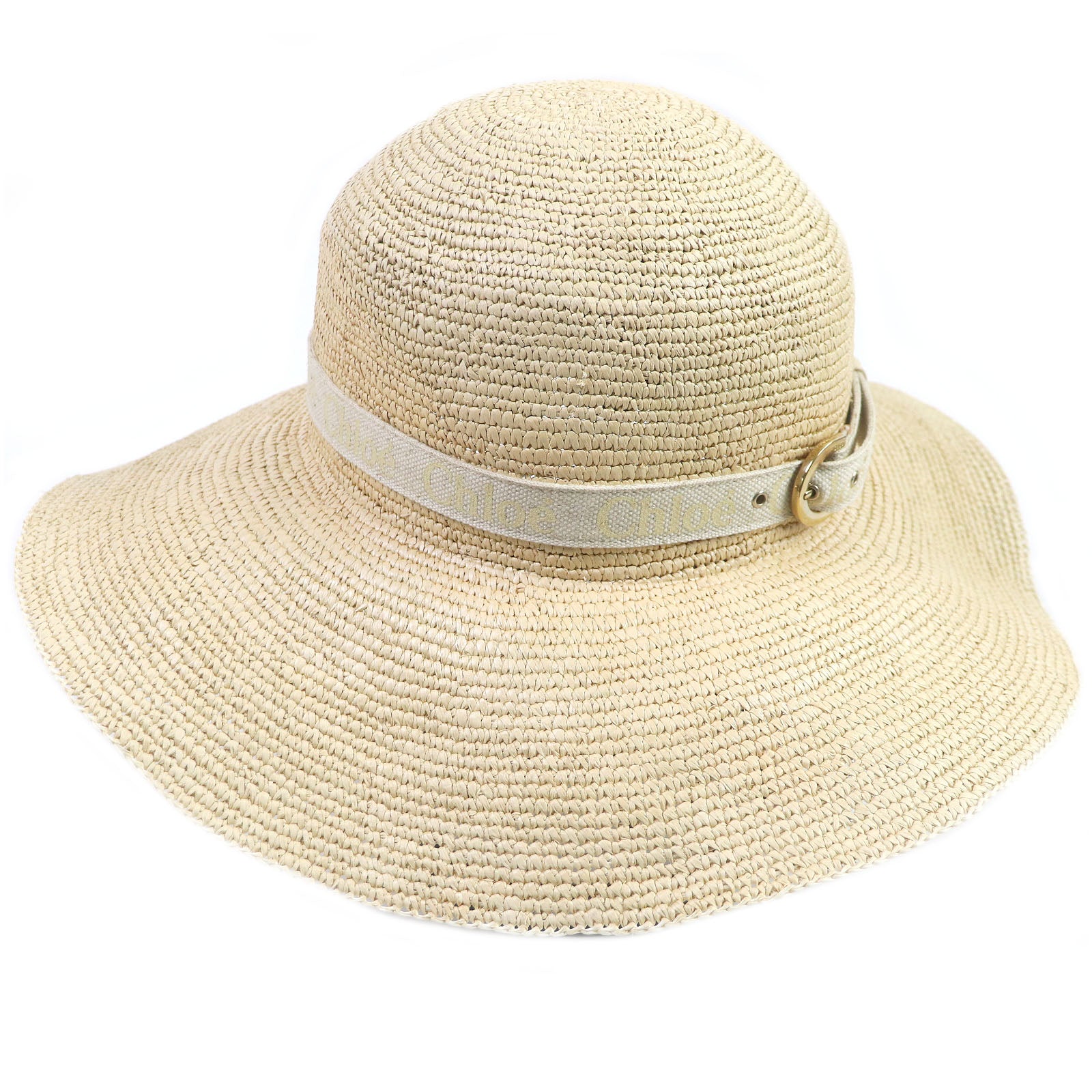 Chloe Borsalino Logo Tape Straw Hat Beige M