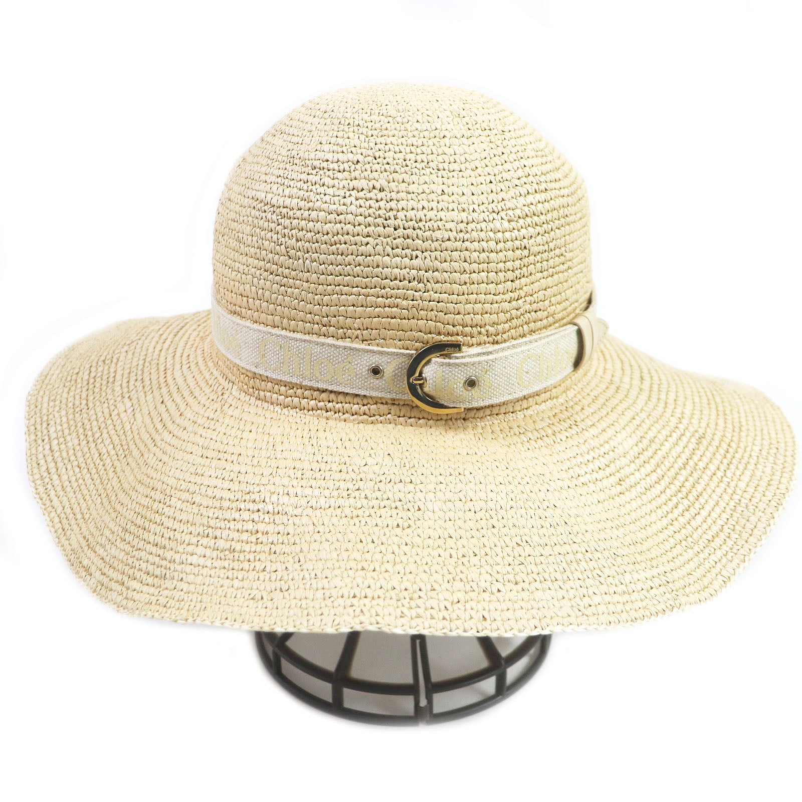 Chloe Borsalino Logo Tape Straw Hat Beige M