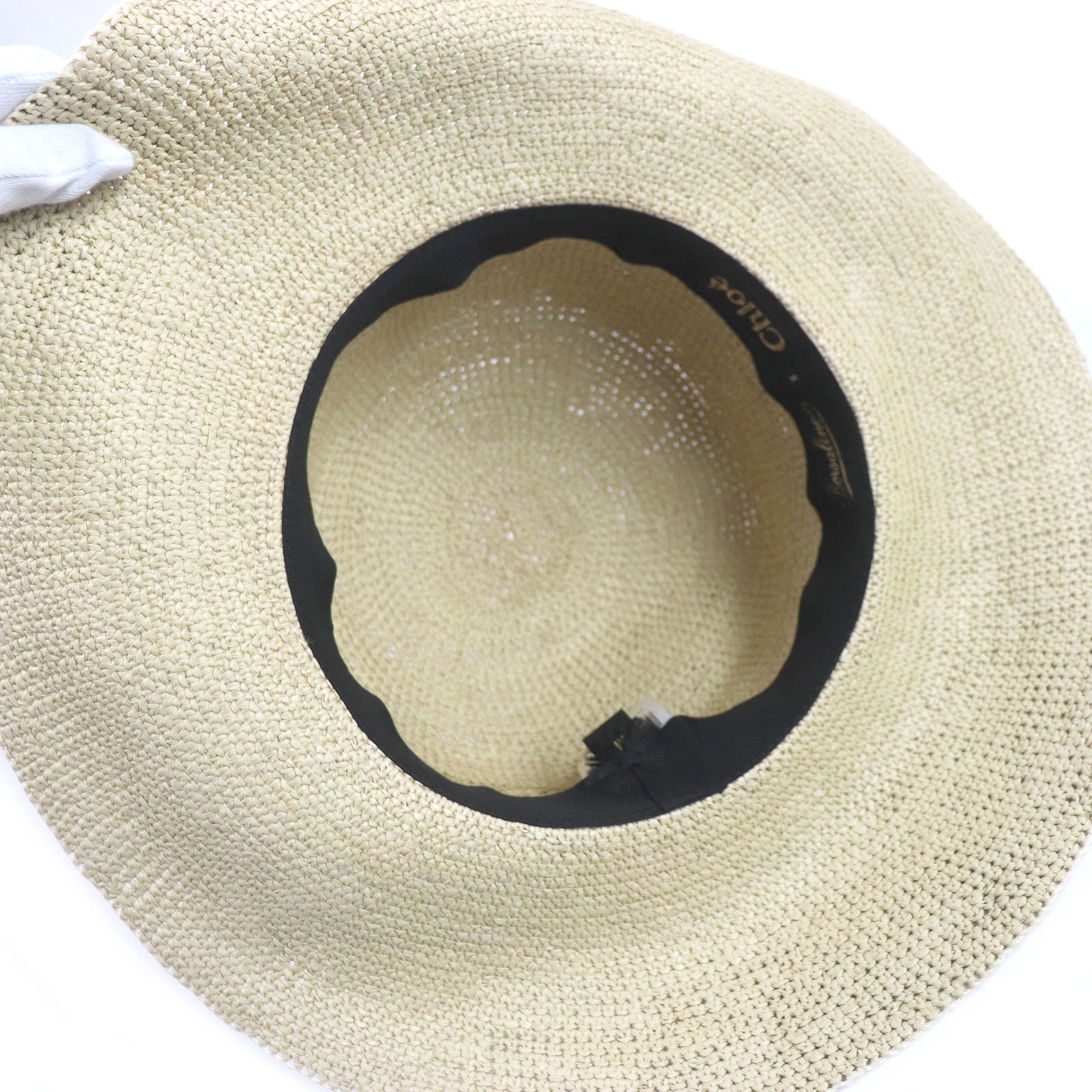 Chloe Borsalino Logo Tape Straw Hat Beige M