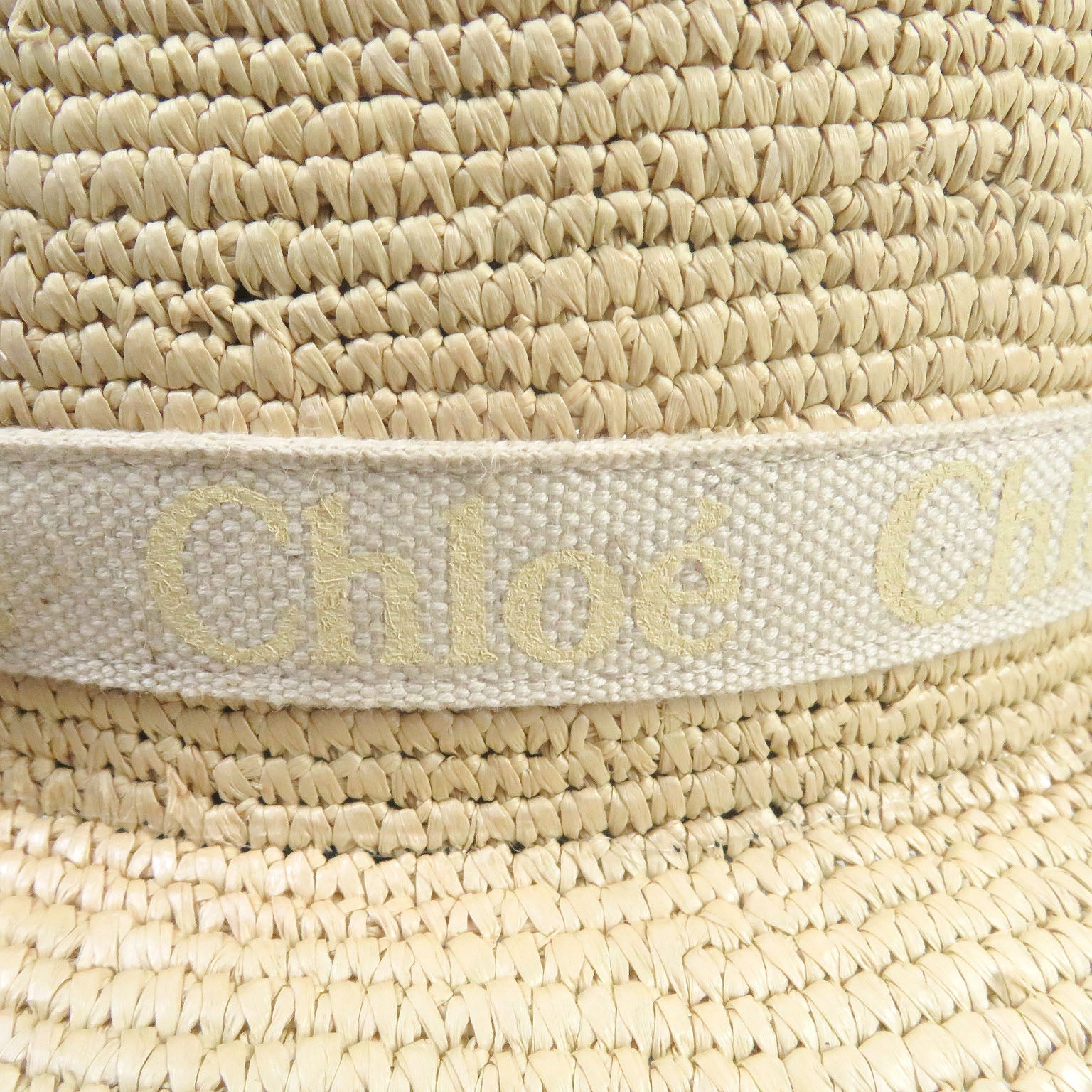 Chloe Borsalino Logo Tape Straw Hat Beige M