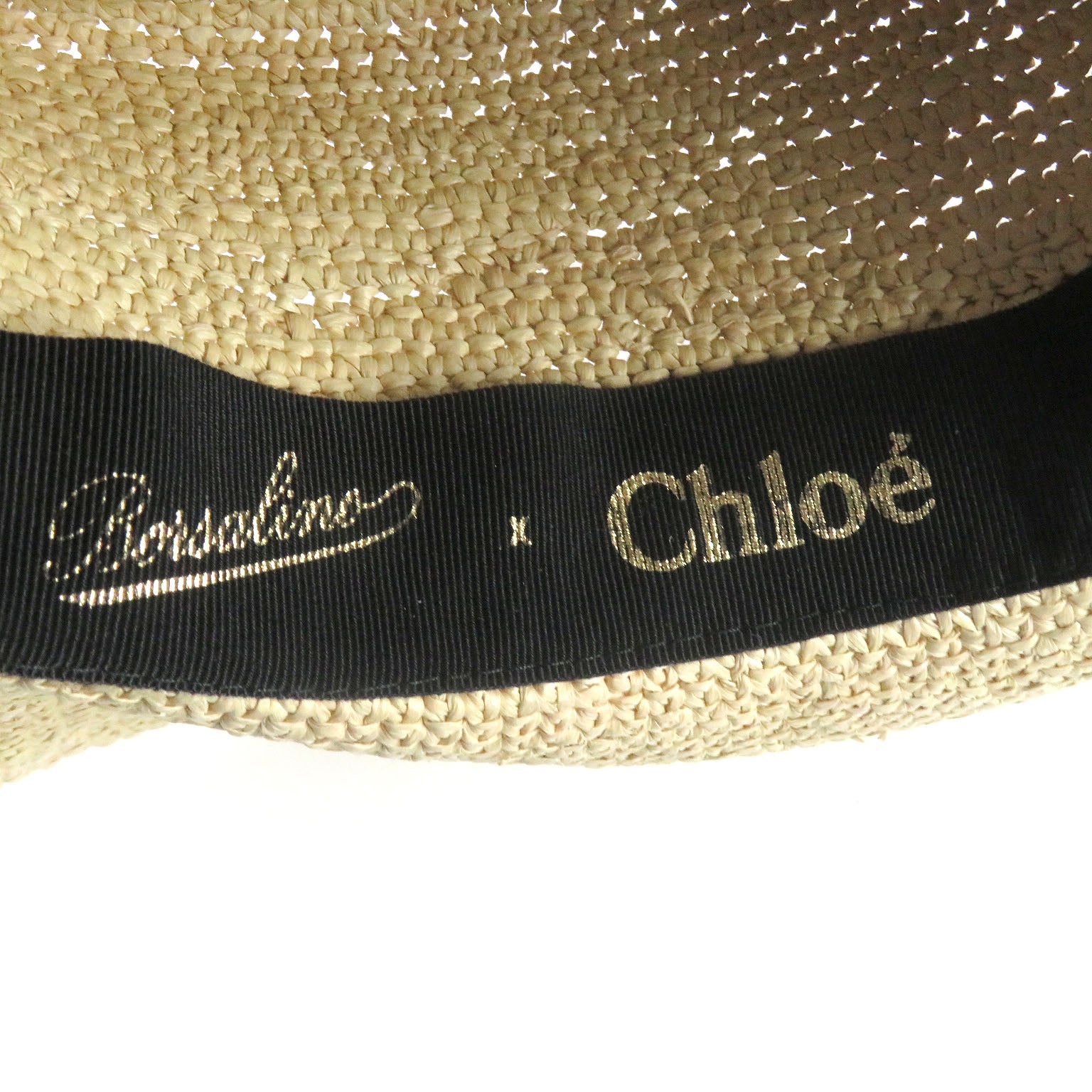 Chloe Borsalino Logo Tape Straw Hat Beige M