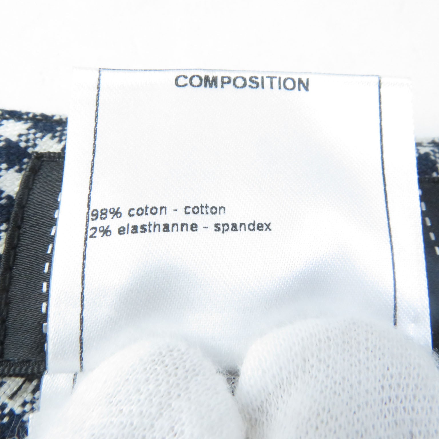 Chanel Cotton Elastane Pants Navy White 34