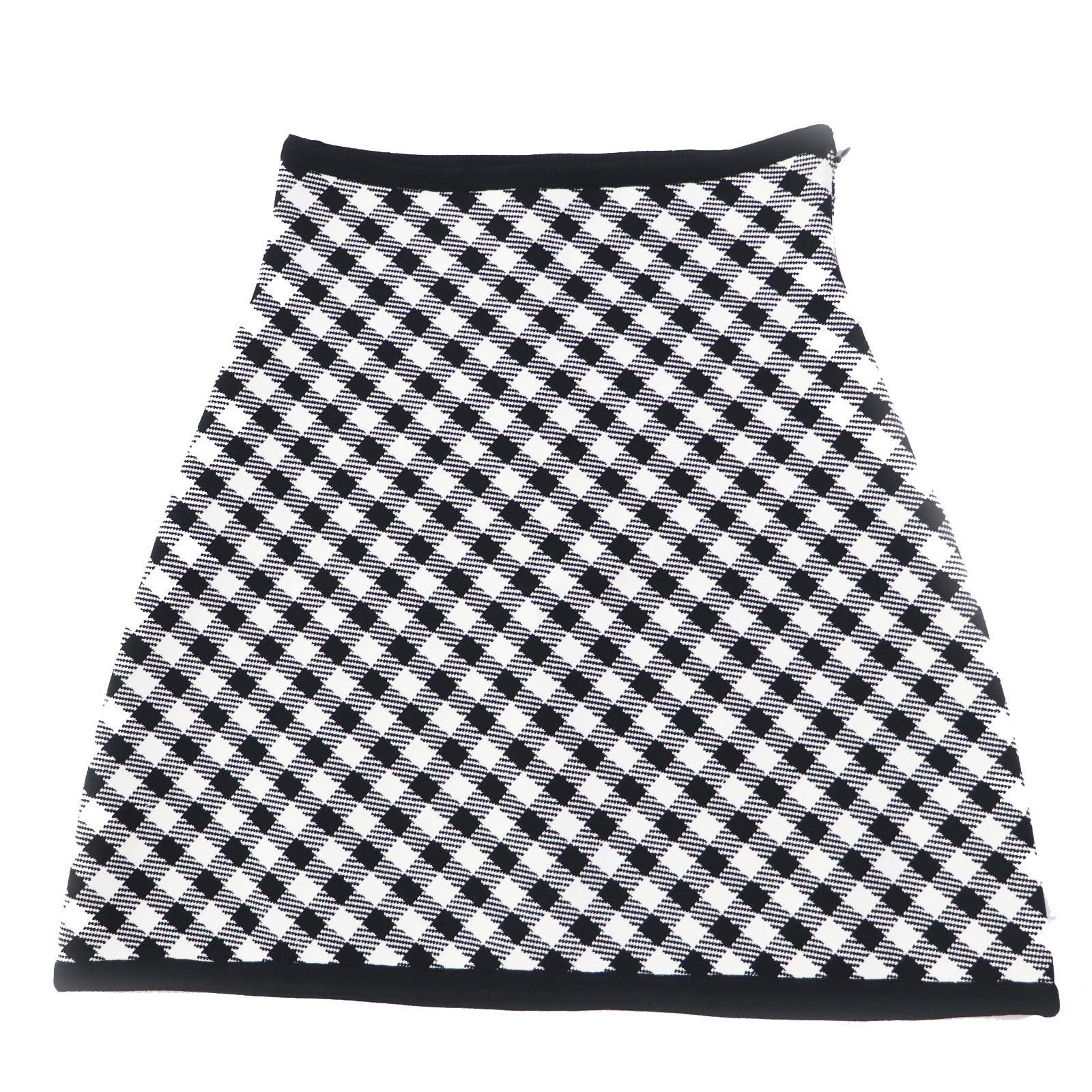 Dior Gingham Check Flare Skirt Black White 38