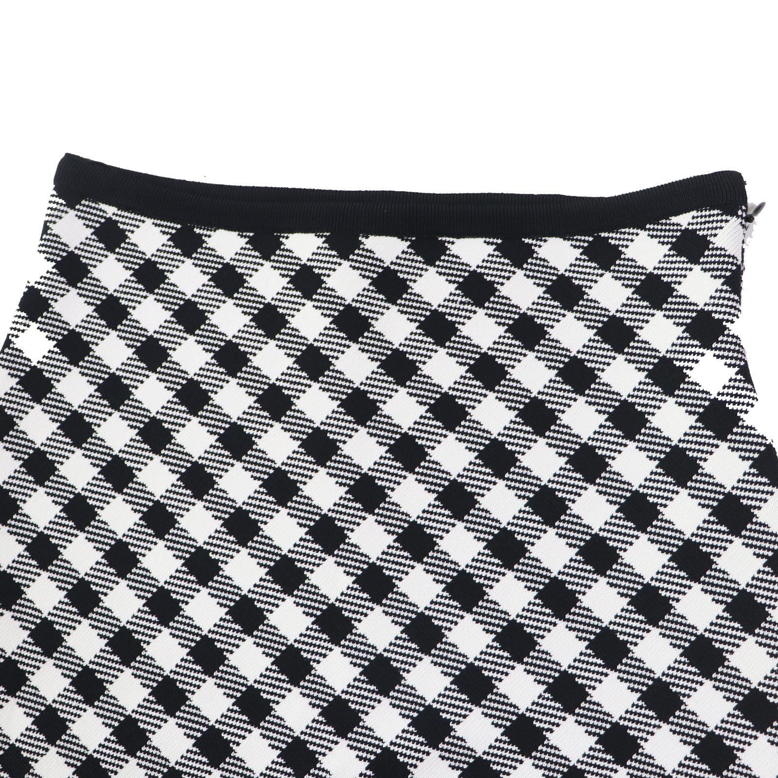 Dior Gingham Check Flare Skirt Black White 38