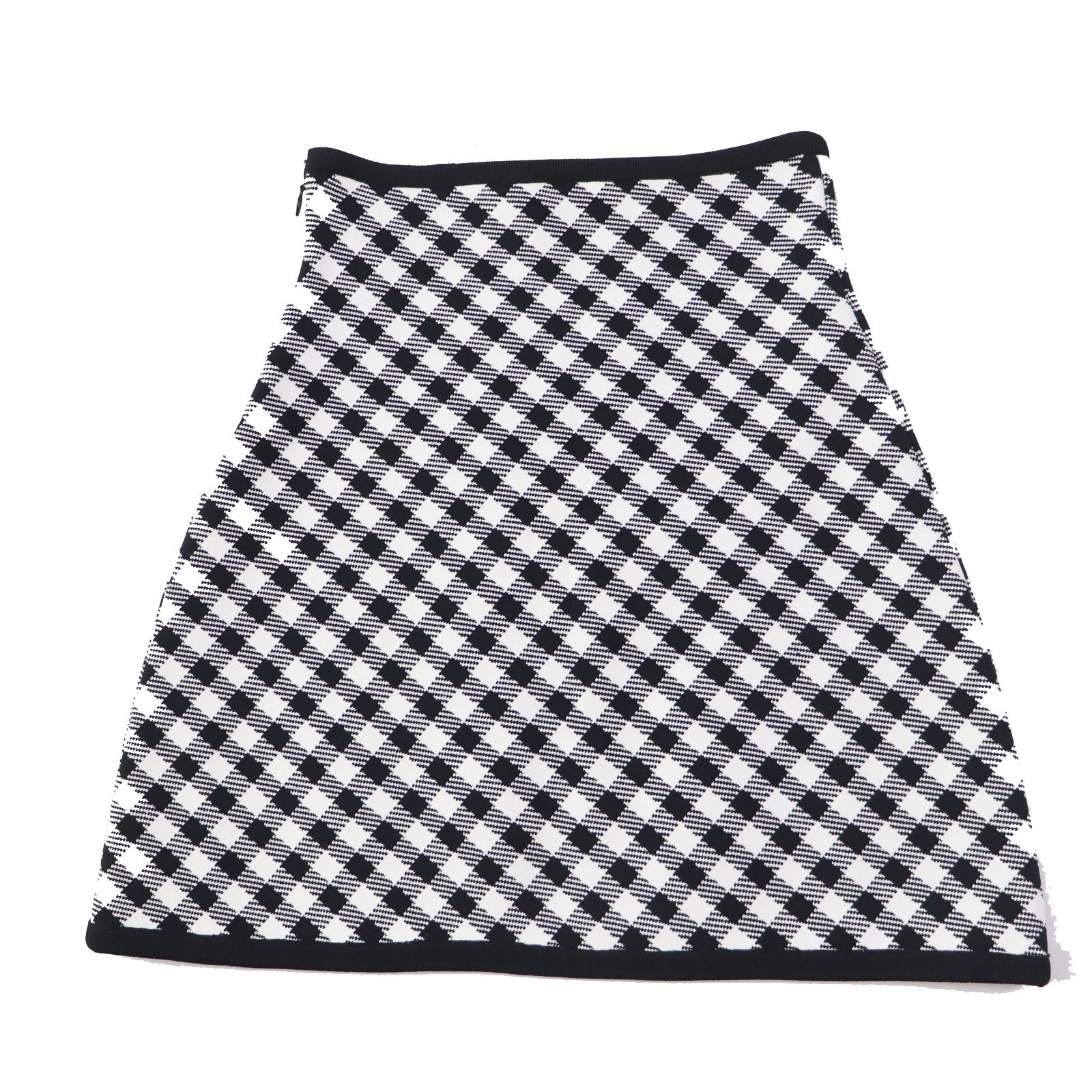 Dior Gingham Check Flare Skirt Black White 38