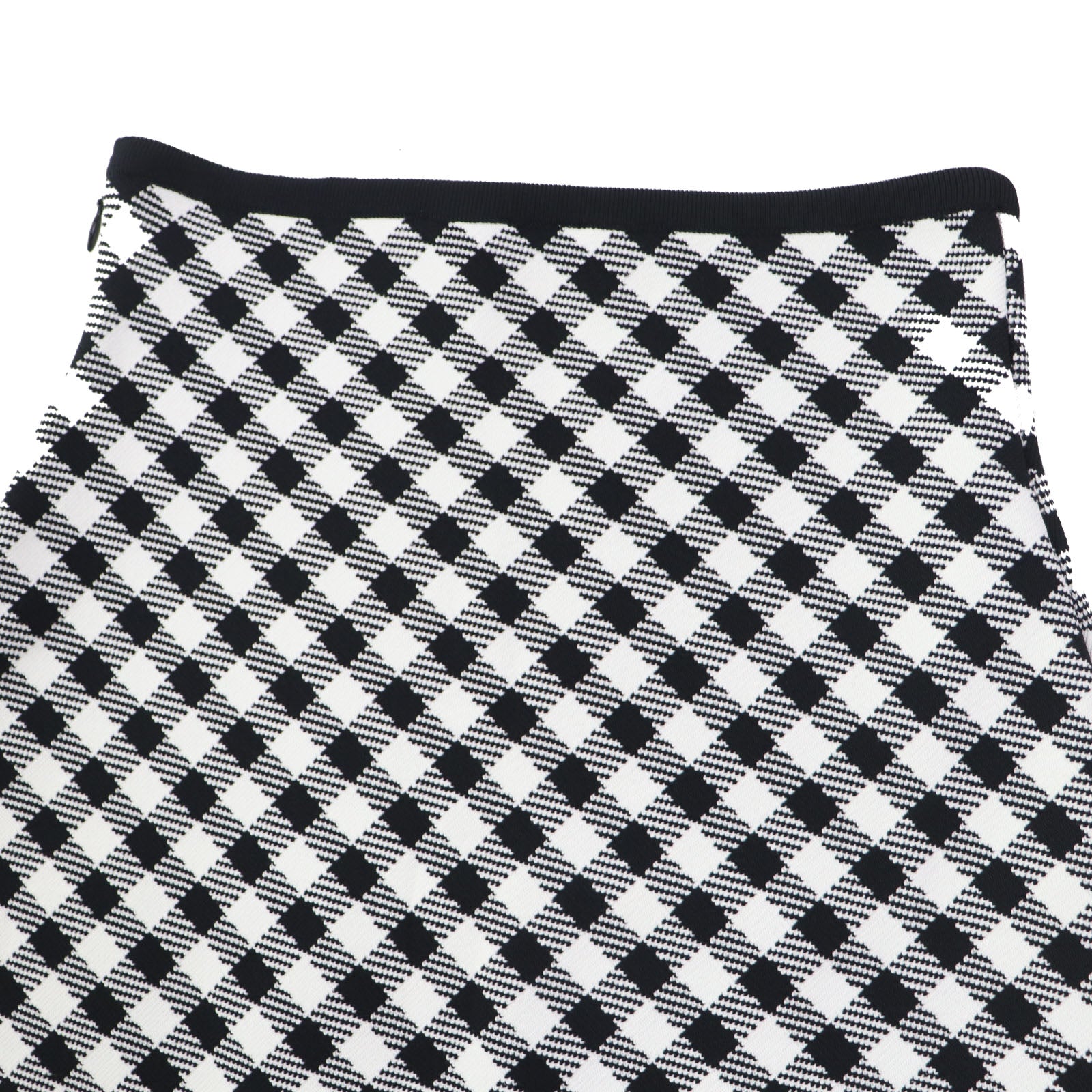 Dior Gingham Check Flare Skirt Black White 38