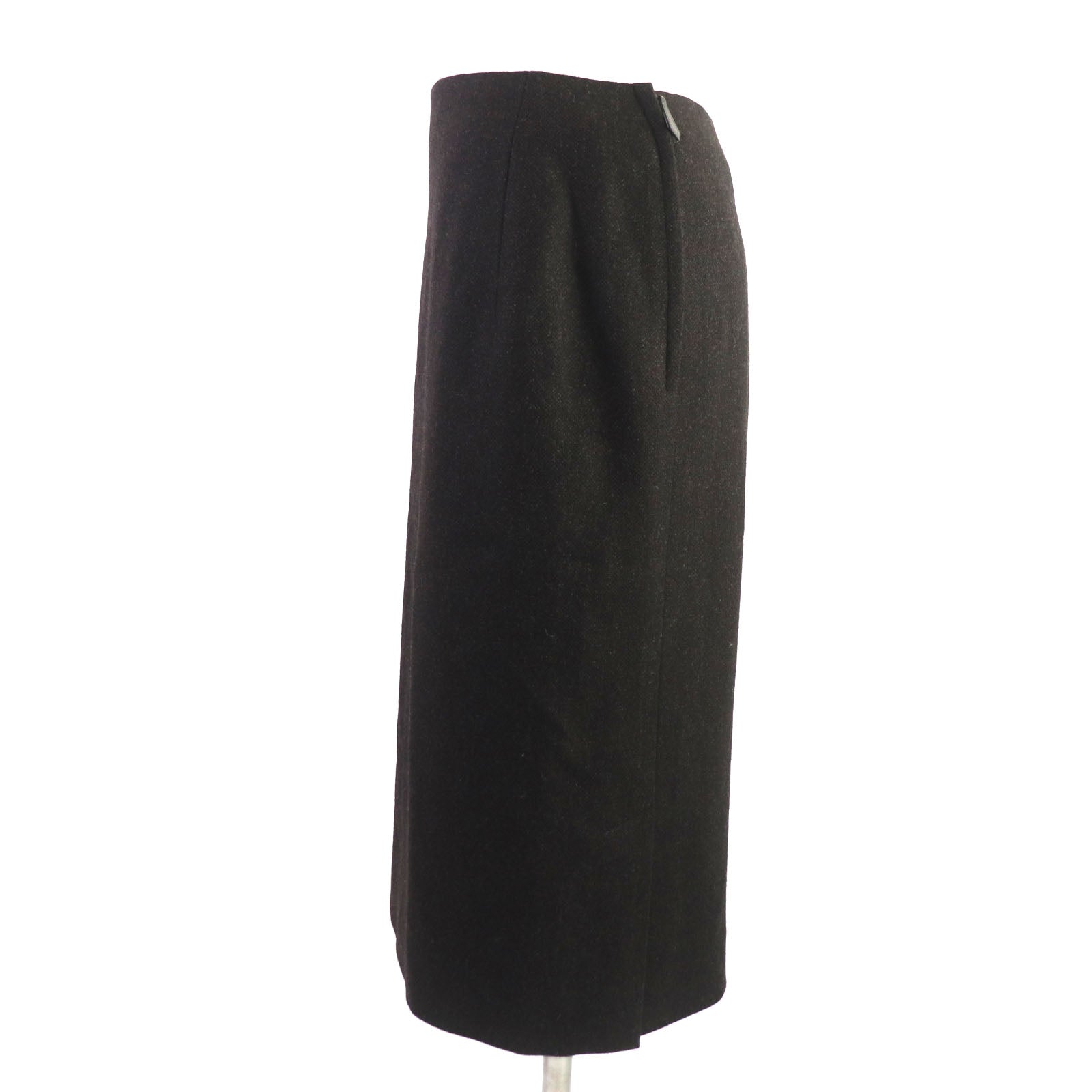 HERMES Wool Cashmere Leather Skirt 36 Women