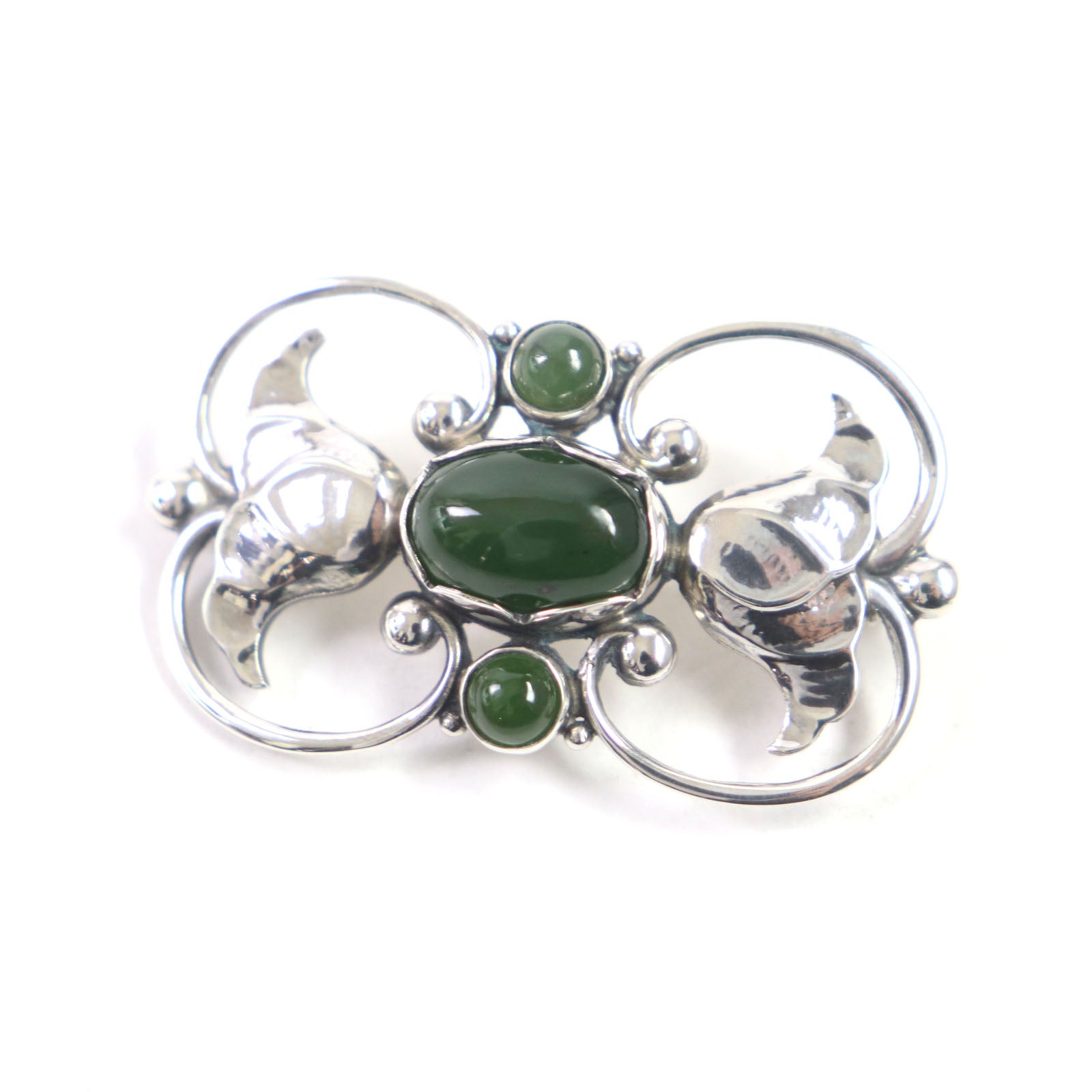 Georg Jensen 236A Green Agate Brooch SV925 Silver