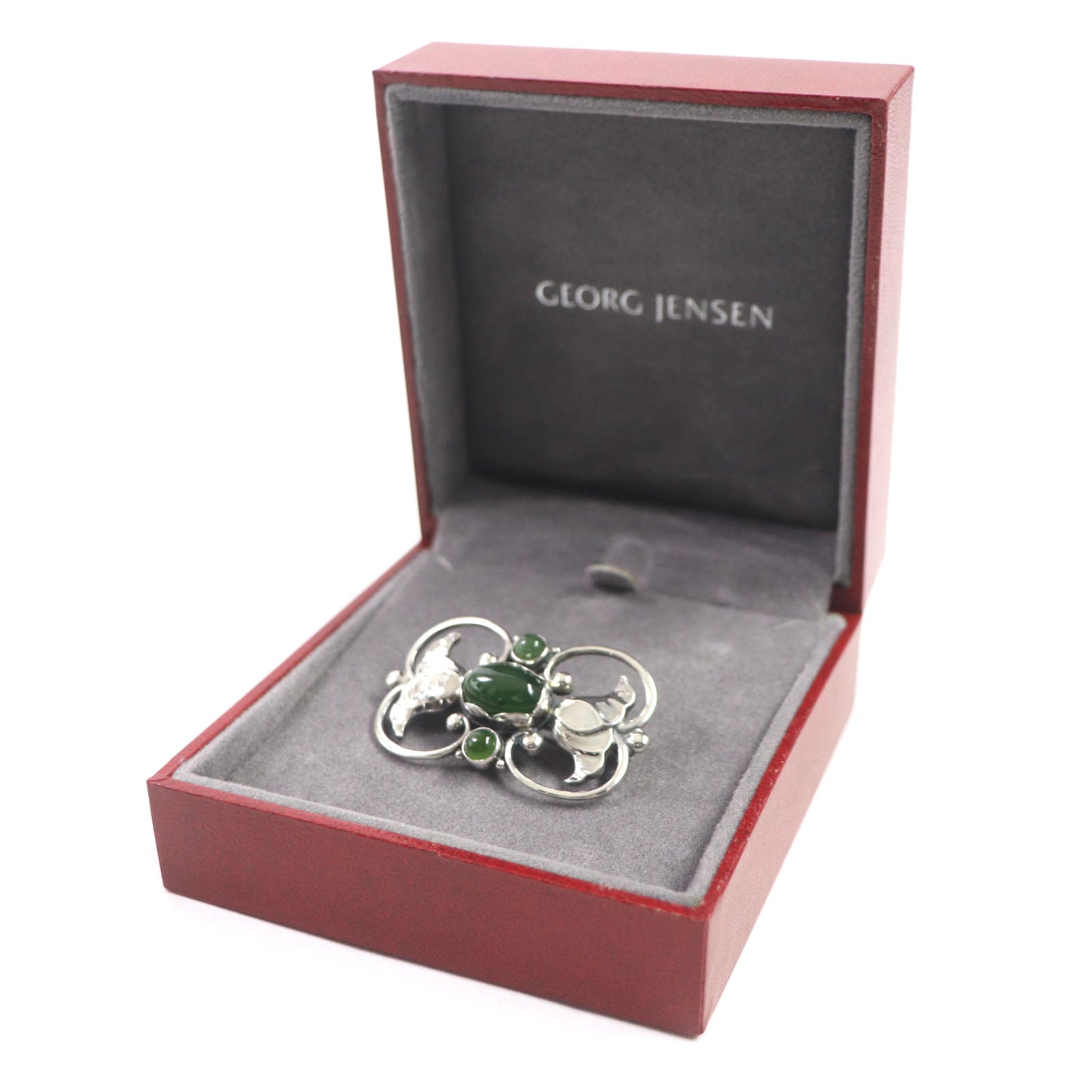 Georg Jensen 236A Green Agate Brooch SV925 Silver