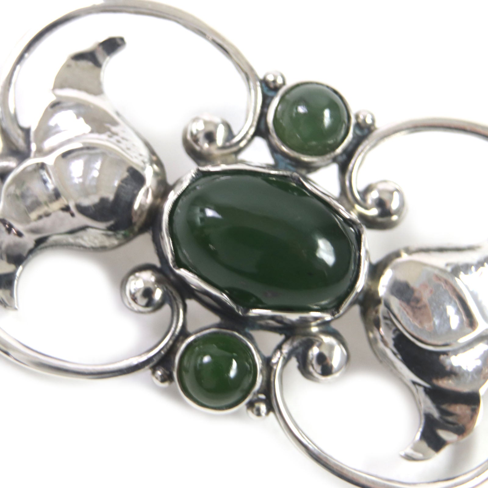 Georg Jensen 236A Green Agate Brooch SV925 Silver