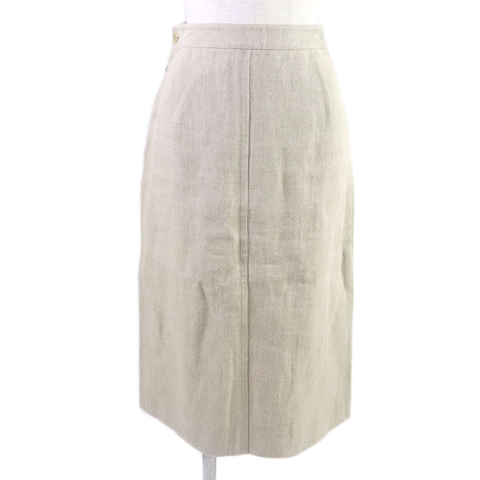 Hermes Vintage Linen Side Zip Skirt Beige 36