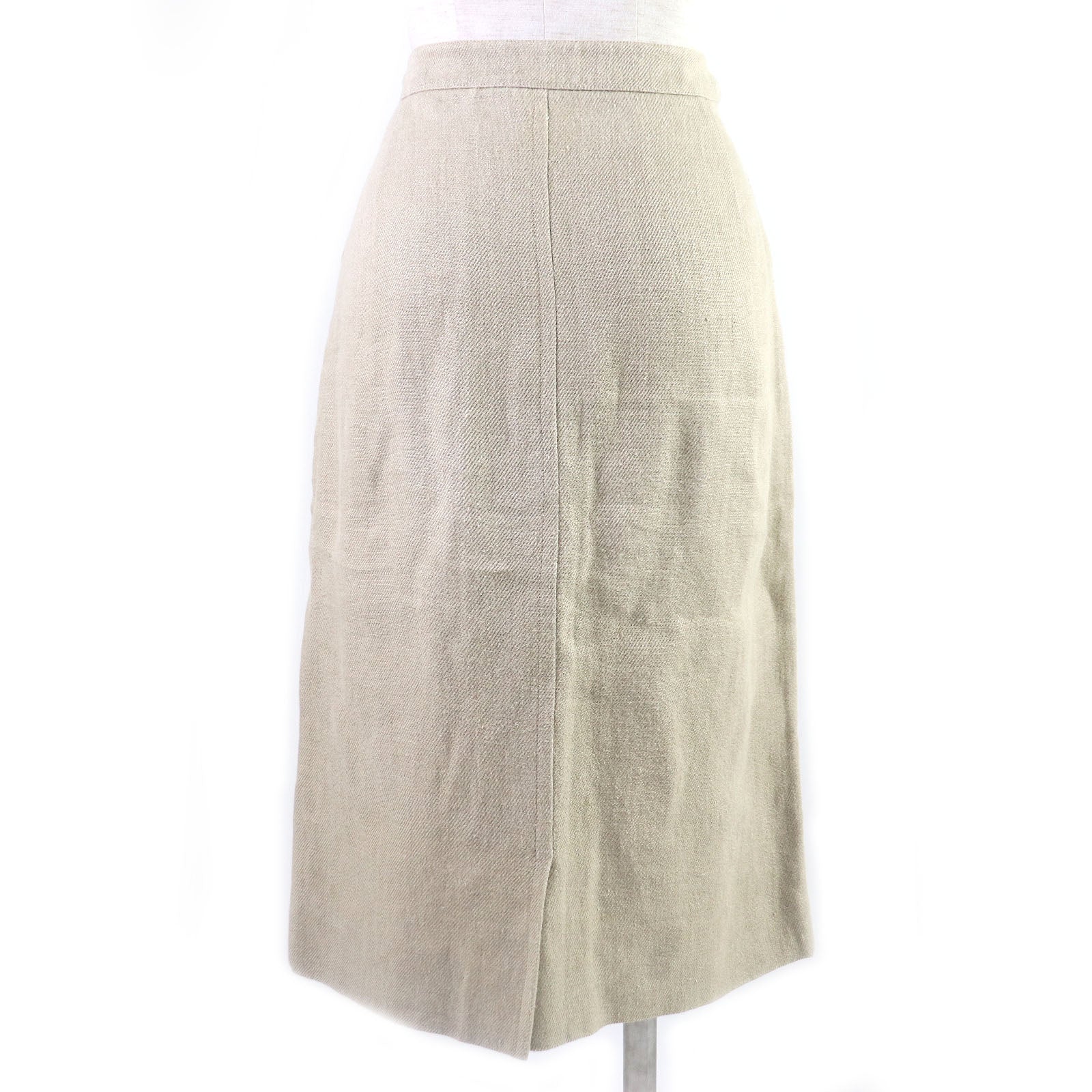 Hermes Vintage Linen Side Zip Skirt Beige 36