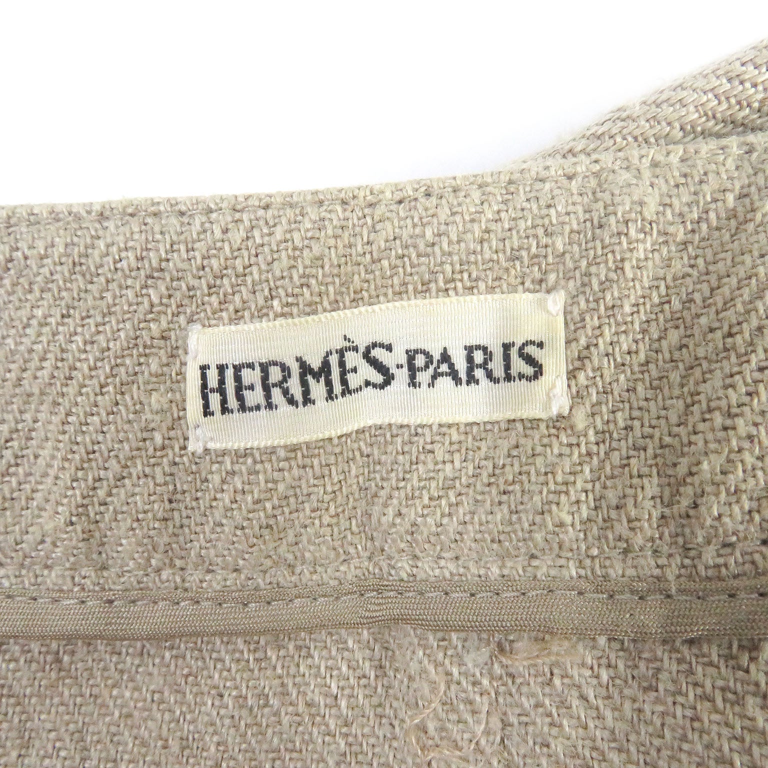 Hermes Vintage Linen Side Zip Skirt Beige 36