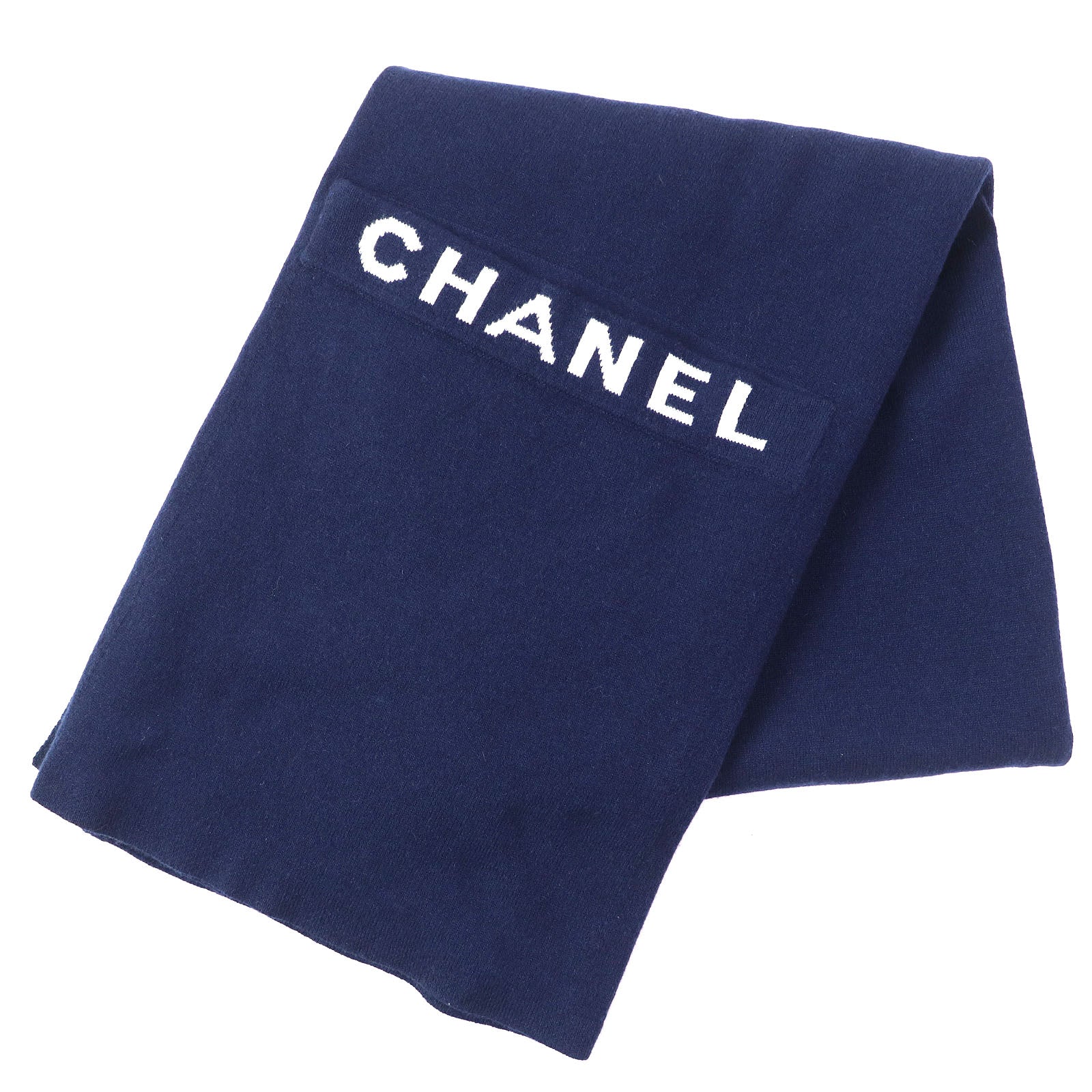 Chanel Cashmere Large Shawl Stole with Logo