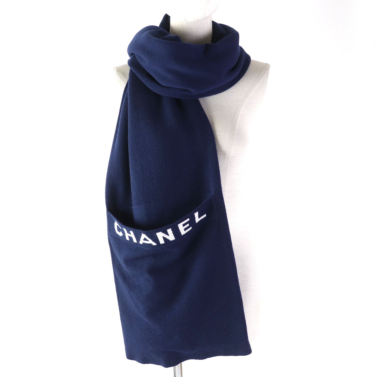 Chanel Cashmere Large Shawl Stole with Logo