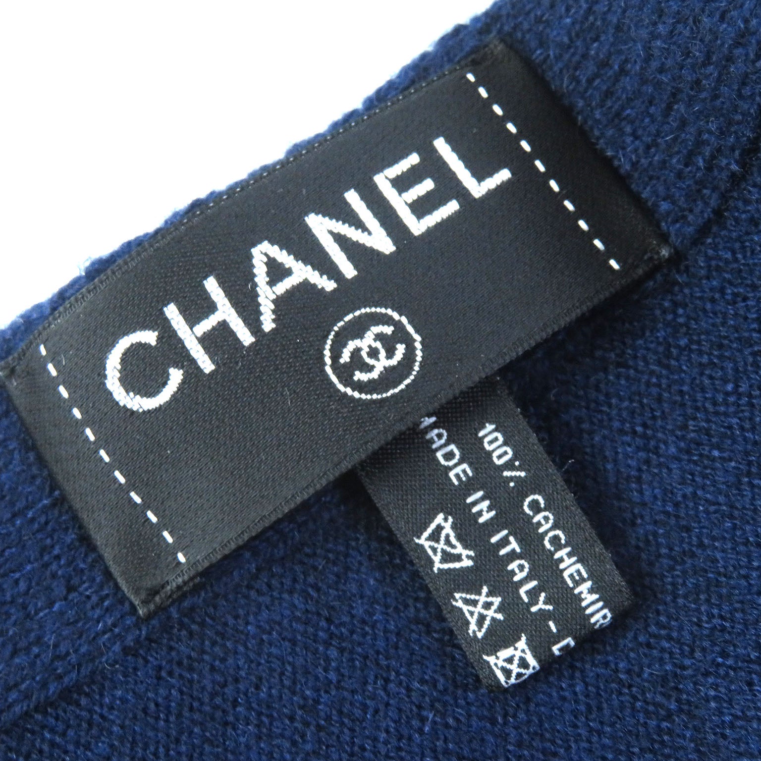 Chanel Cashmere Large Shawl Stole with Logo