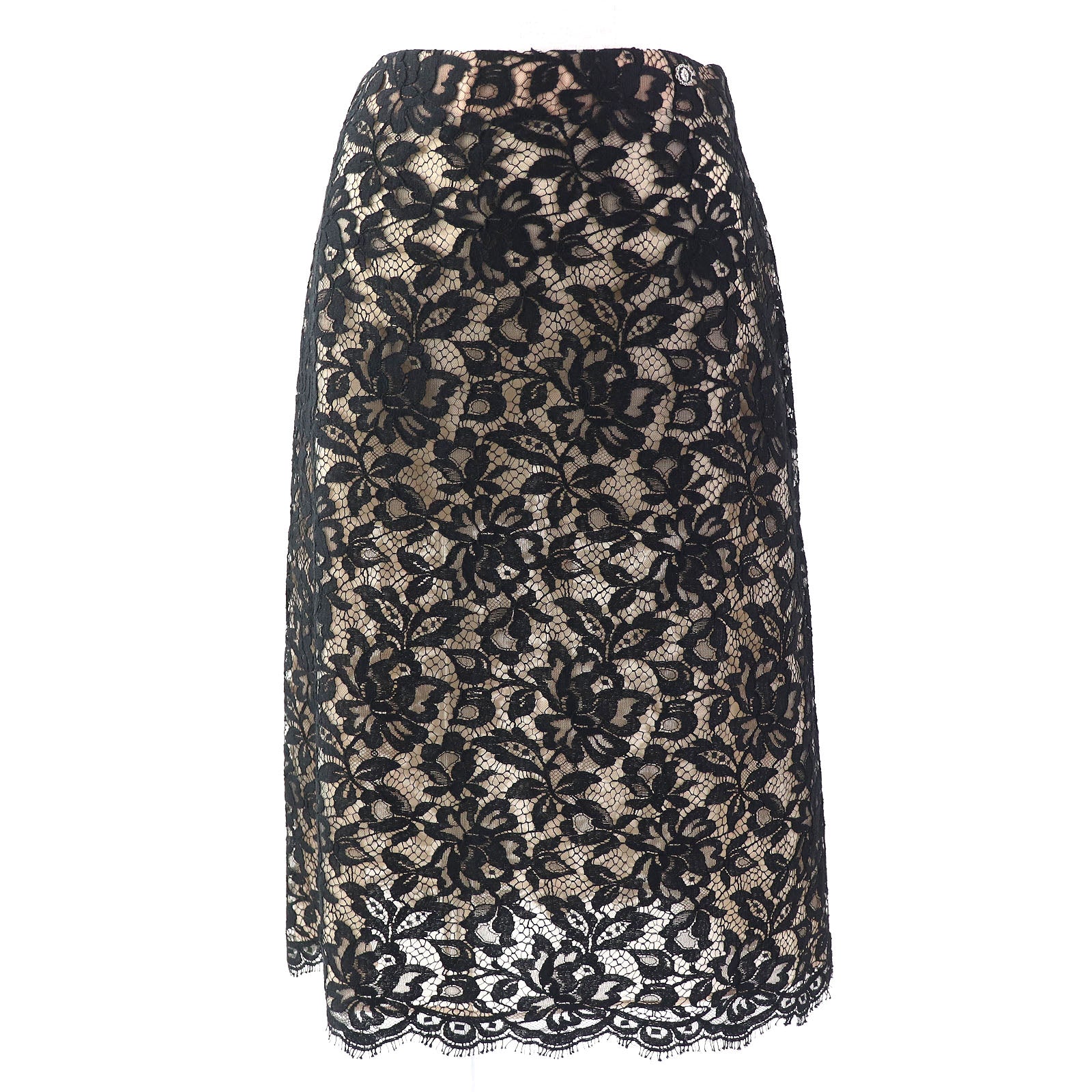 Chanel Black Lace Skirt, Silk Lining, Size 34