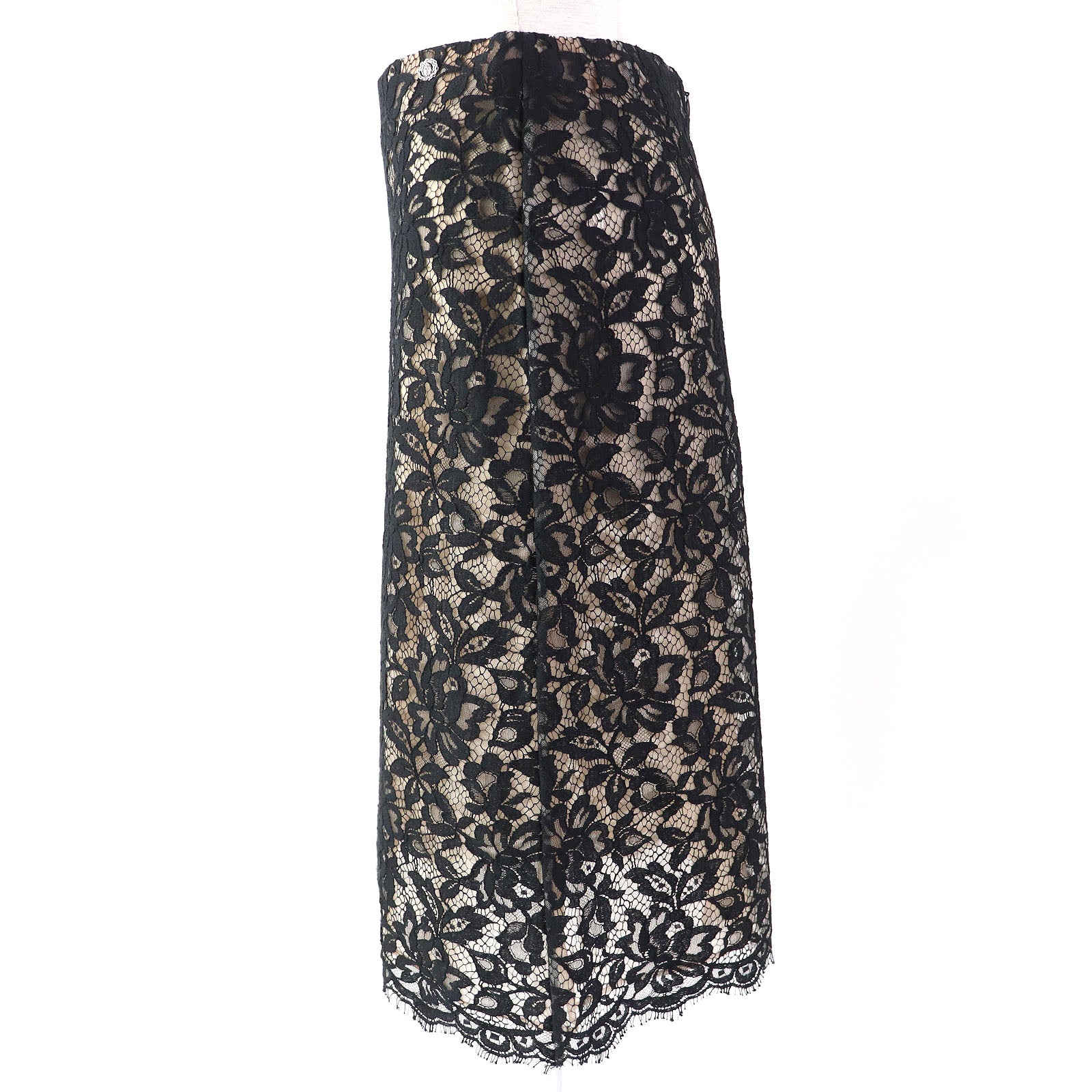 Chanel Black Lace Skirt, Silk Lining, Size 34