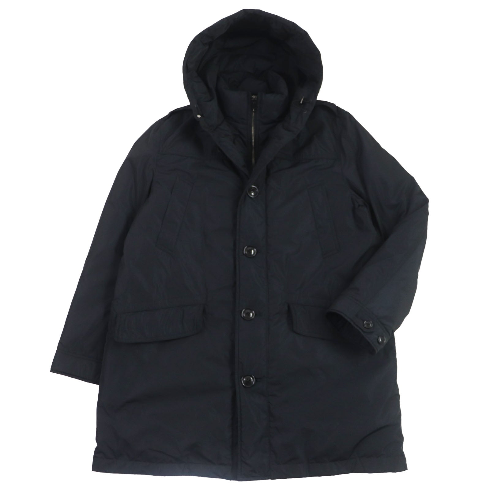 Burberry Nova Check Hooded Down Coat Navy L