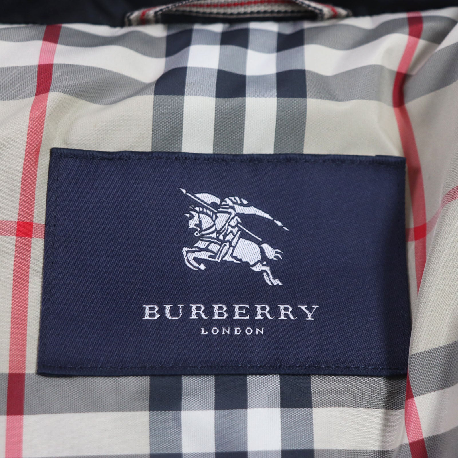 Burberry Nova Check Hooded Down Coat Navy L