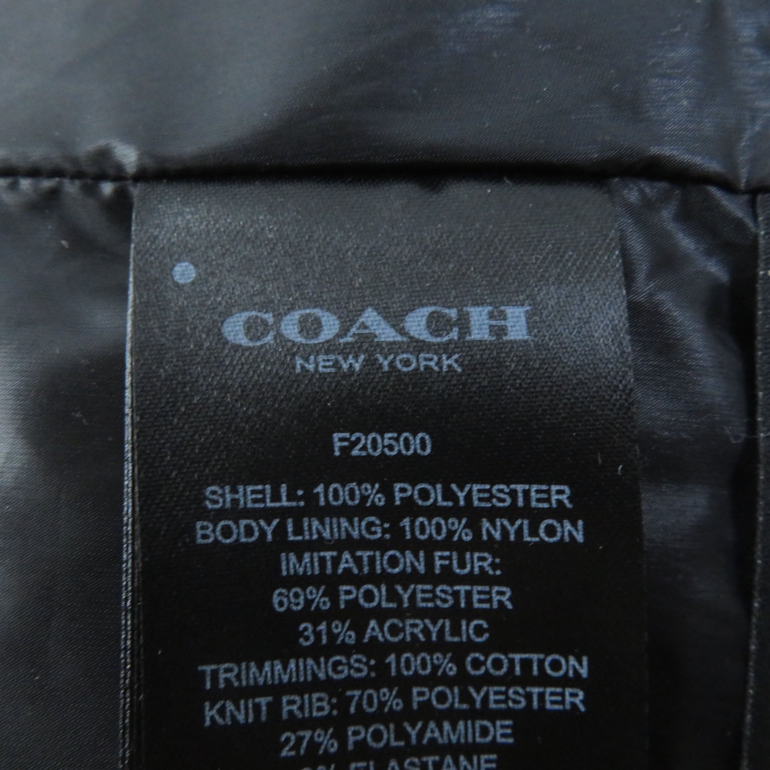 COACH F20500 Nylon Leather Down Coat XS