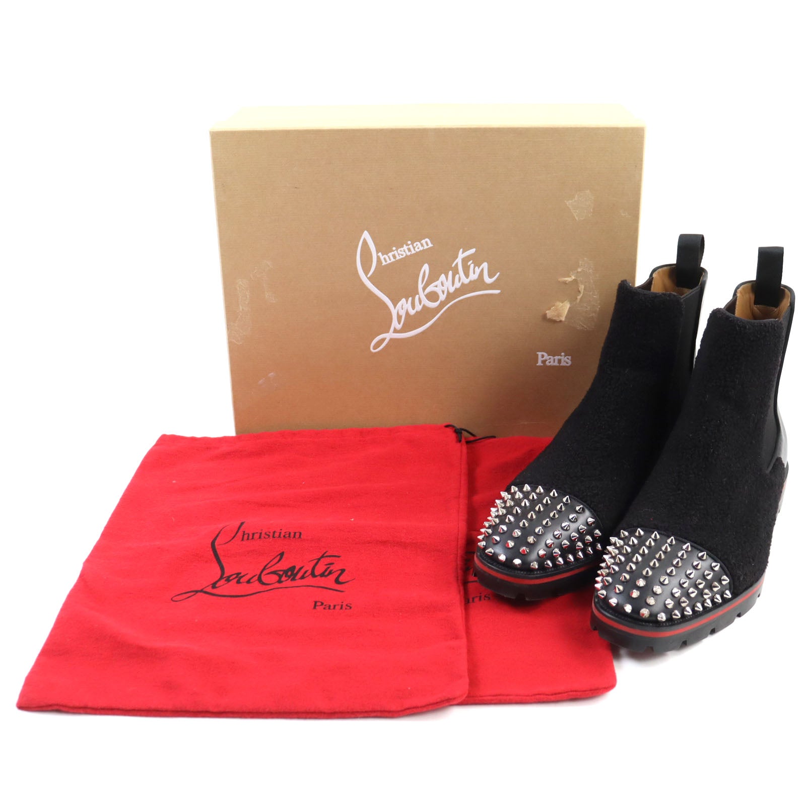 Christian Louboutin Leather Boots Black 41 Studs