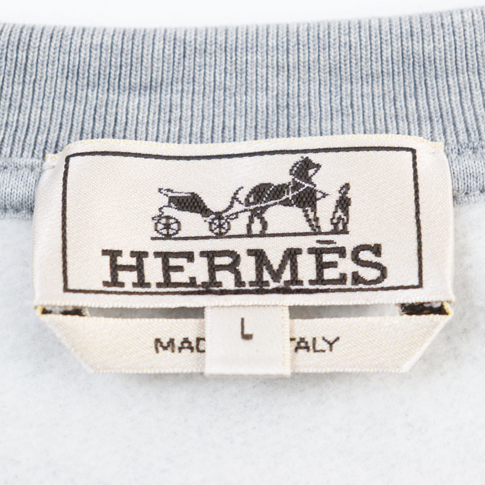 HERMES Lamb Leather Patch Crew Neck Sweatshirt