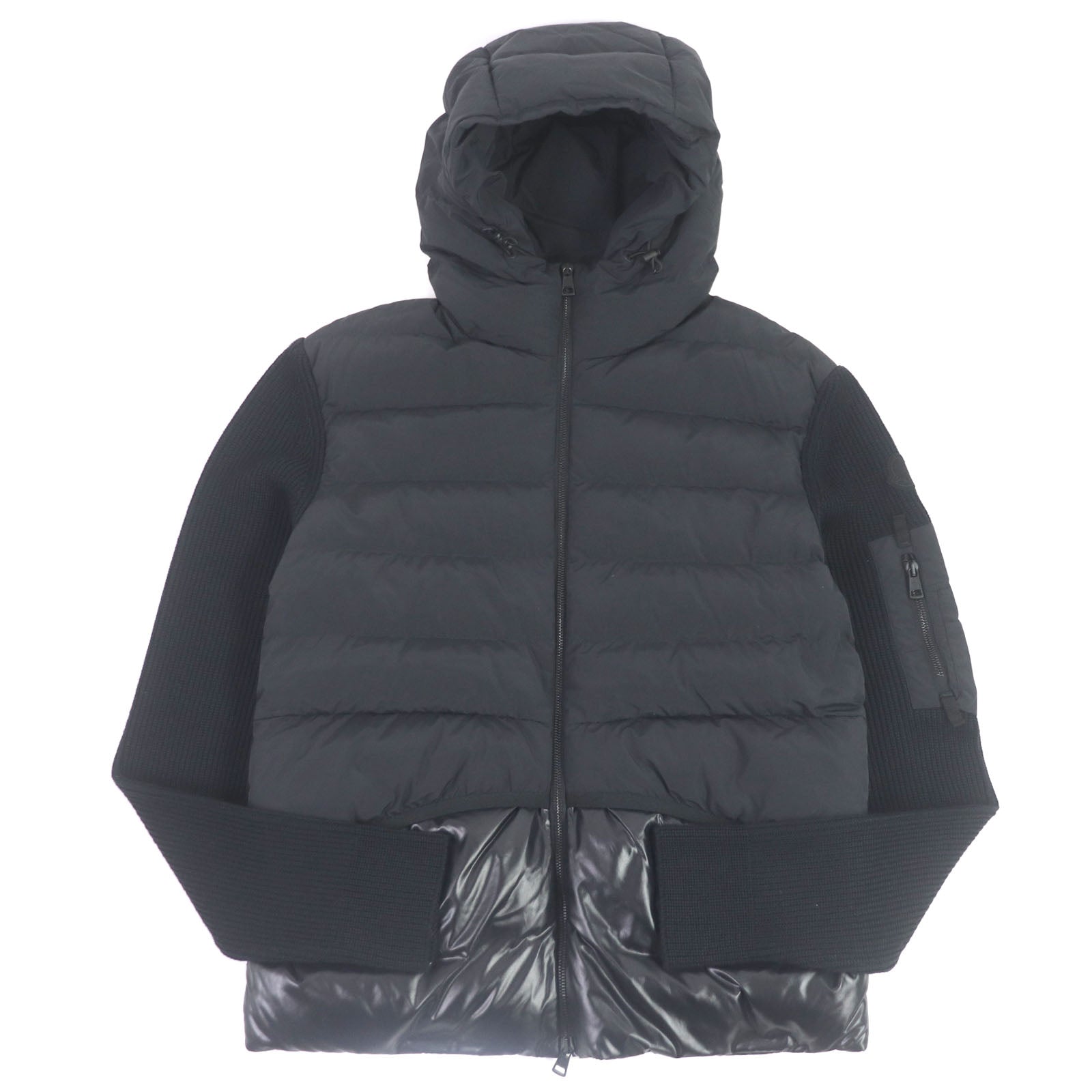 Moncler Cardigan Tricot Knit Hoodie Down Jacket Black S