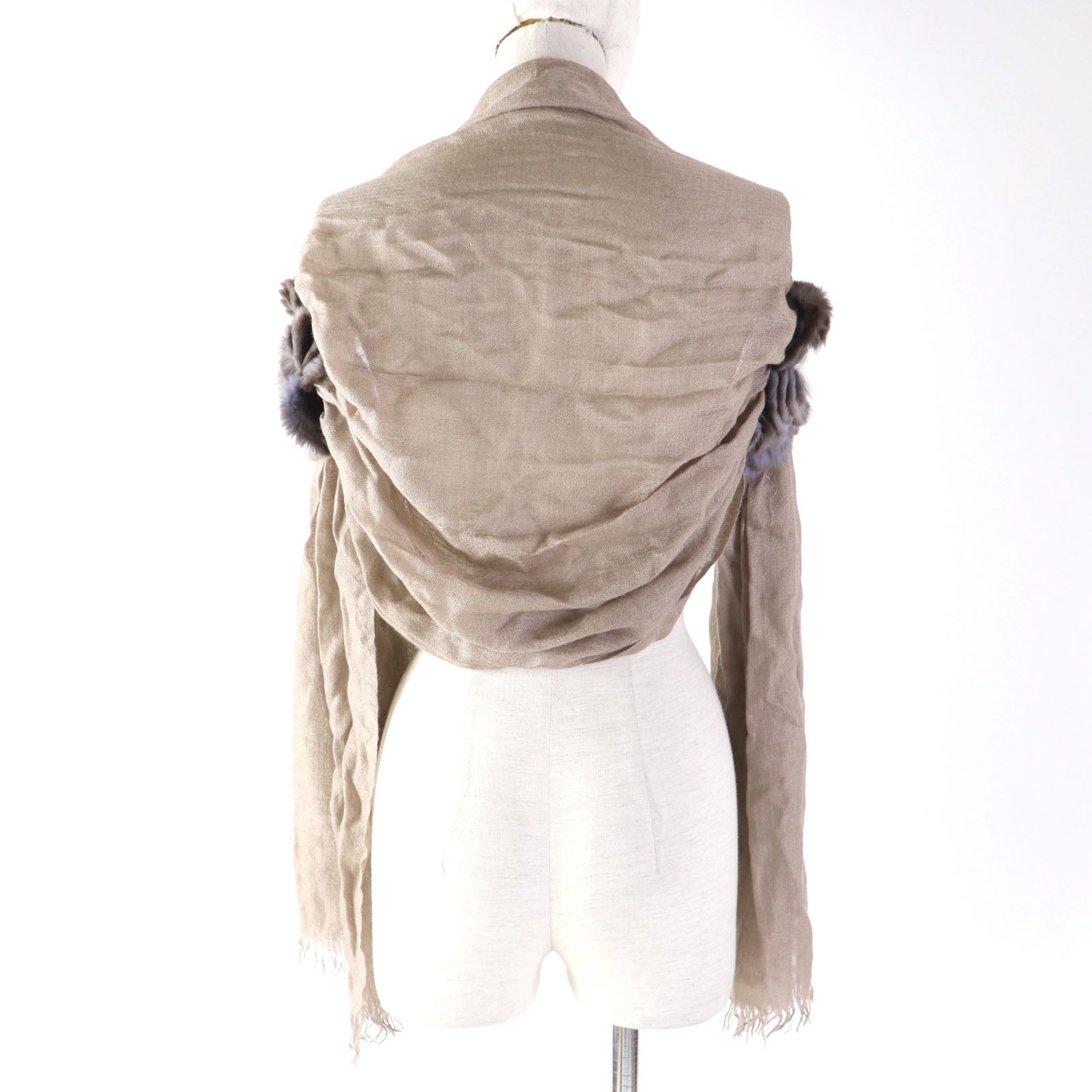 Fendi Cashmere Silk Flower Fringe Shawl