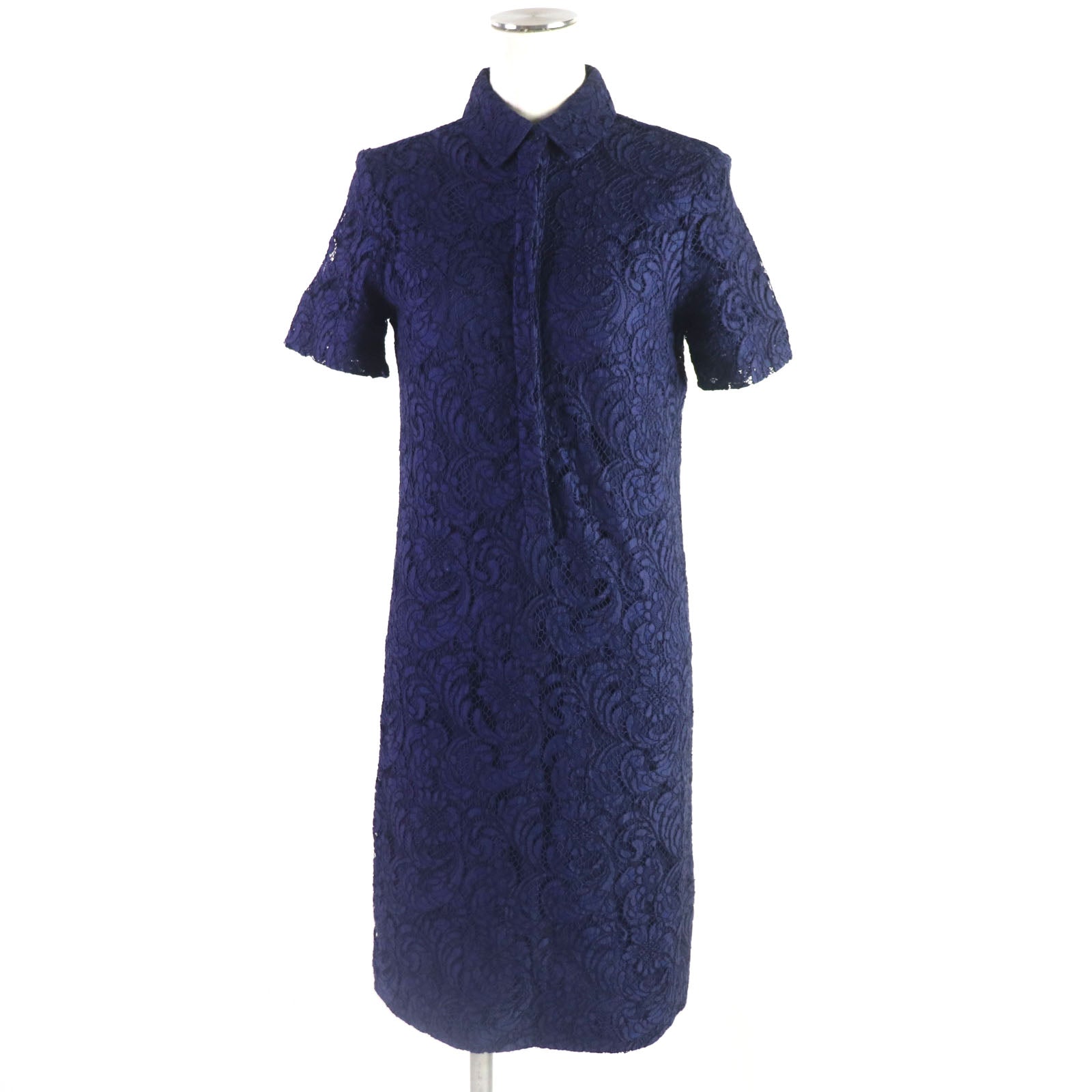 Burberry Lace Short Sleeve Shirt Dress Navy