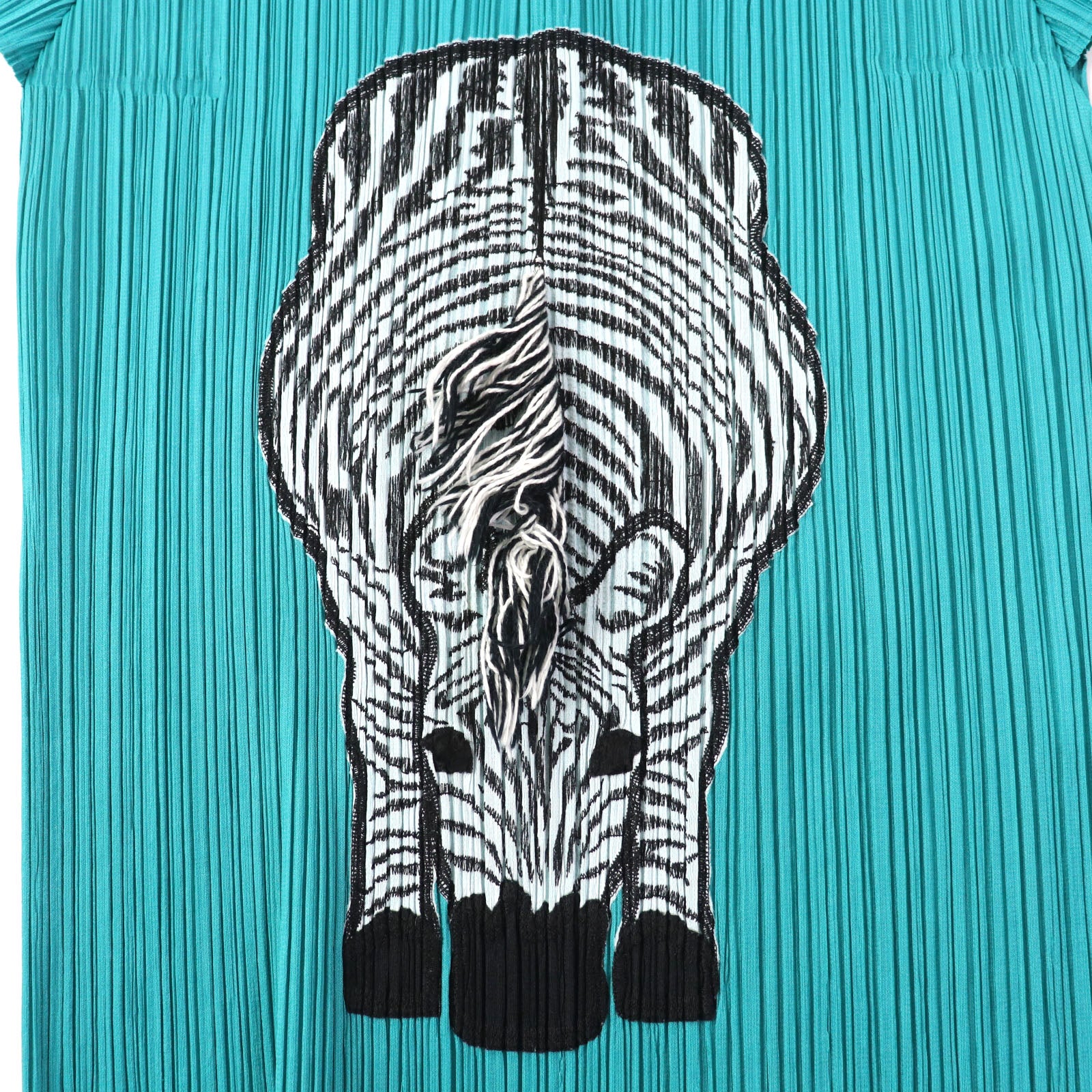 Zebra Pleated Crew Neck T-Shirt Women