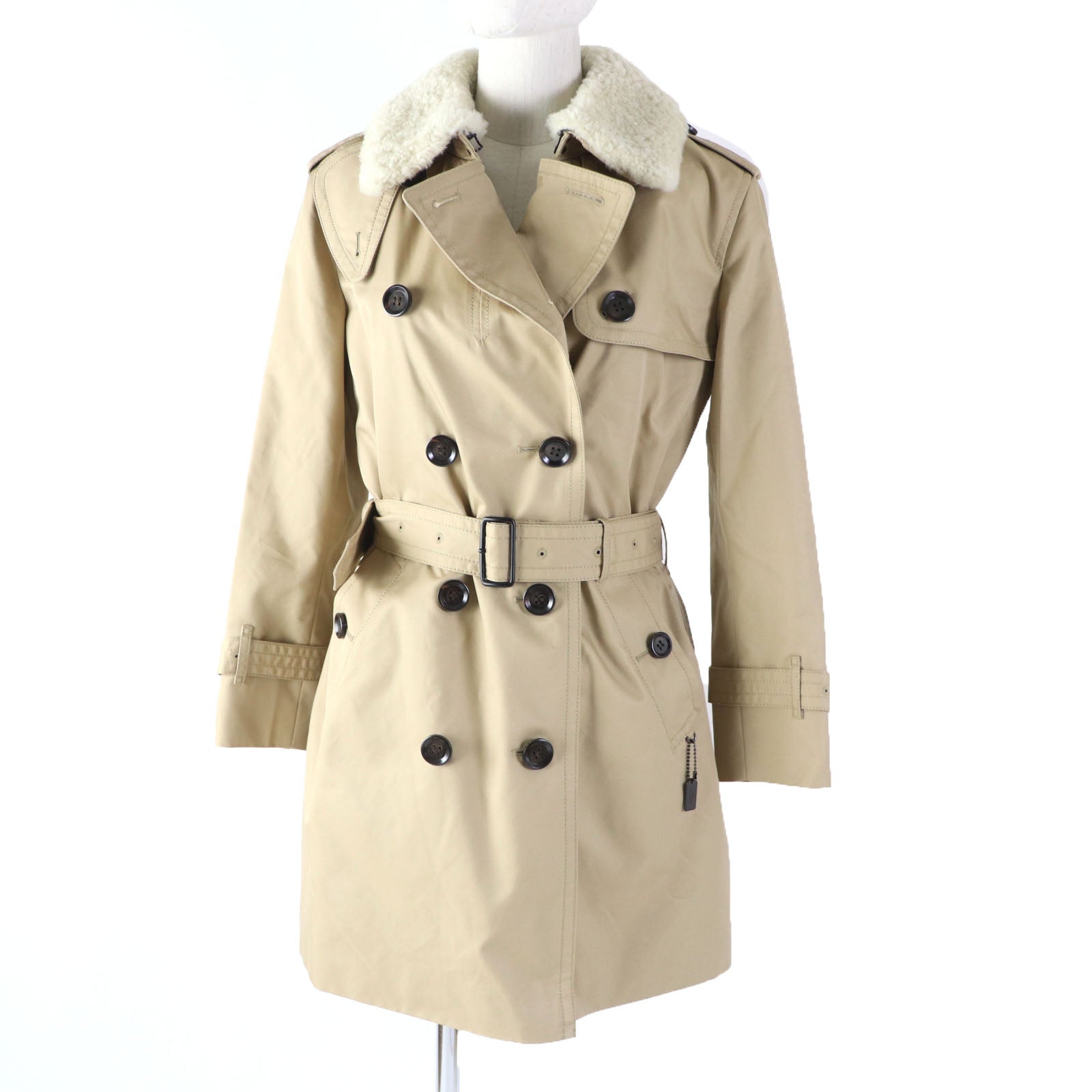 Coach F76255 Mouton Collar Trench Coat Women