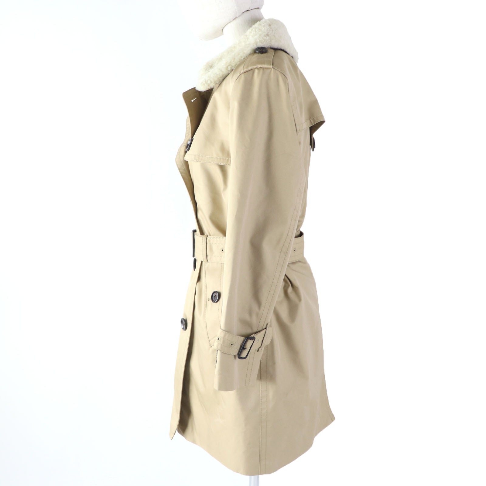 Coach F76255 Mouton Collar Trench Coat Women