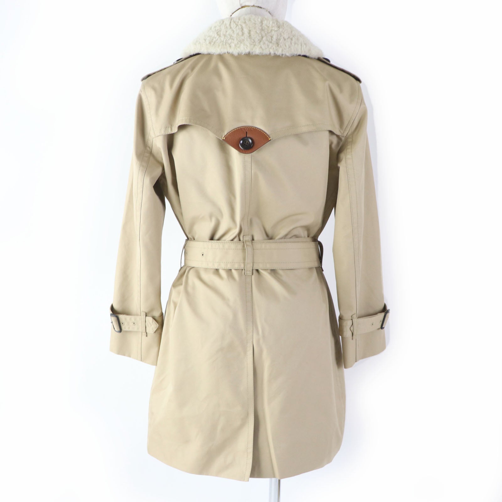 Coach F76255 Mouton Collar Trench Coat Women