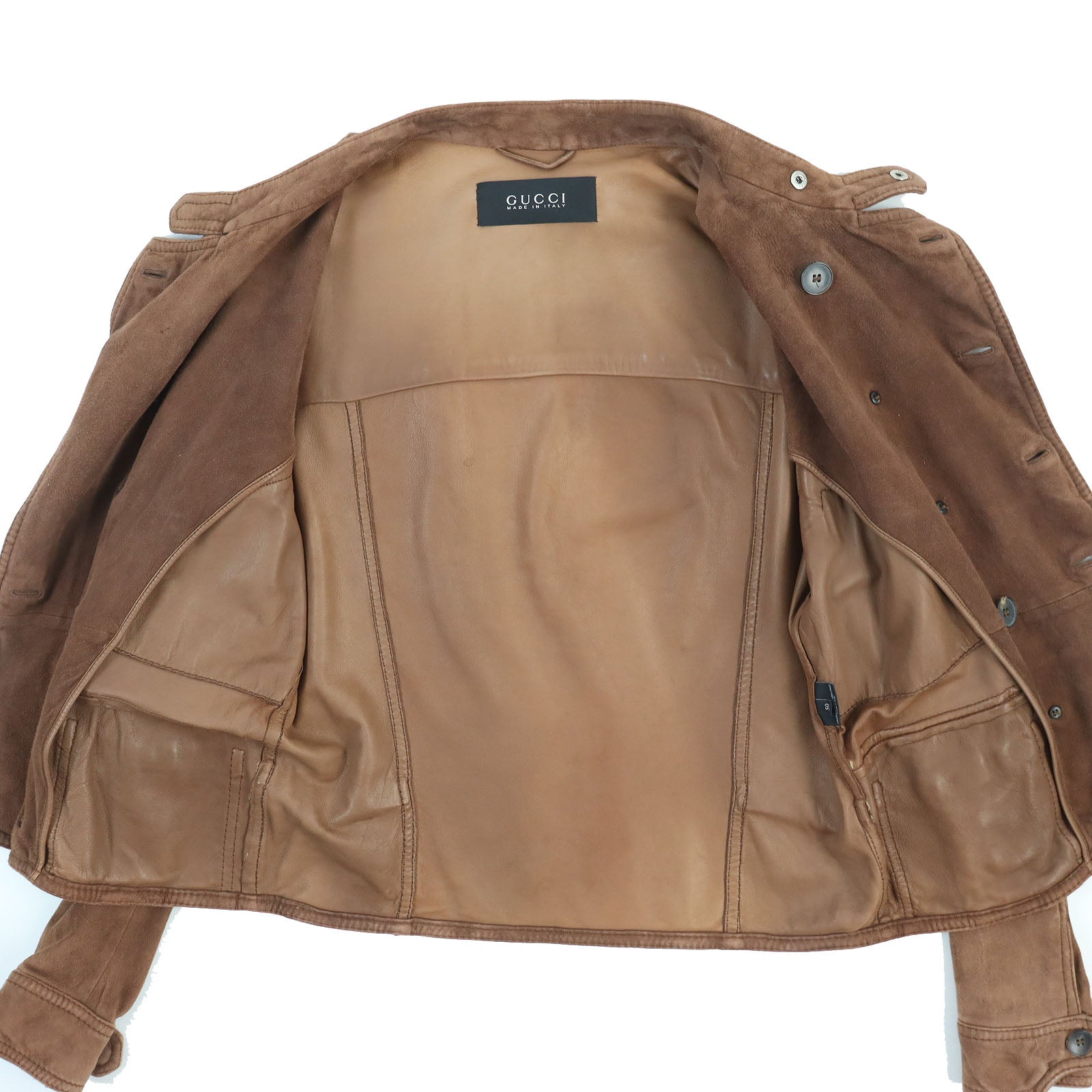 GUCCI Suede Leather Jacket Brown 50