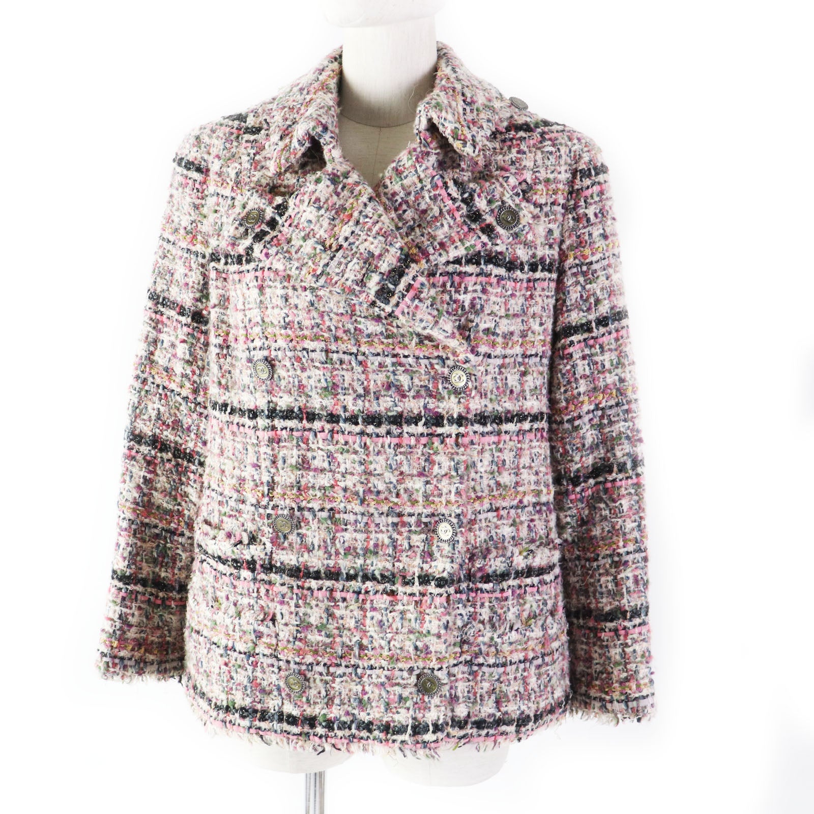 Chanel Tweed Tailored Jacket Wool Mohair COCO Mark